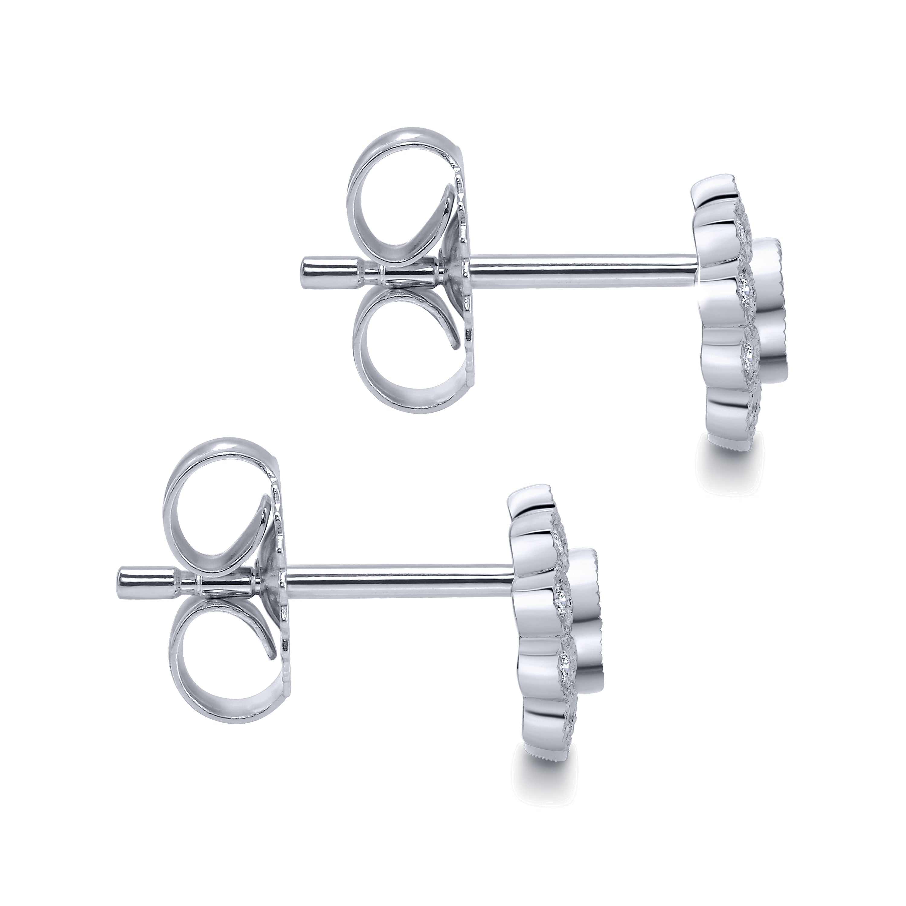 Gabriel & Co. Bezel Set Round Diamond Flower Stud Earrings
