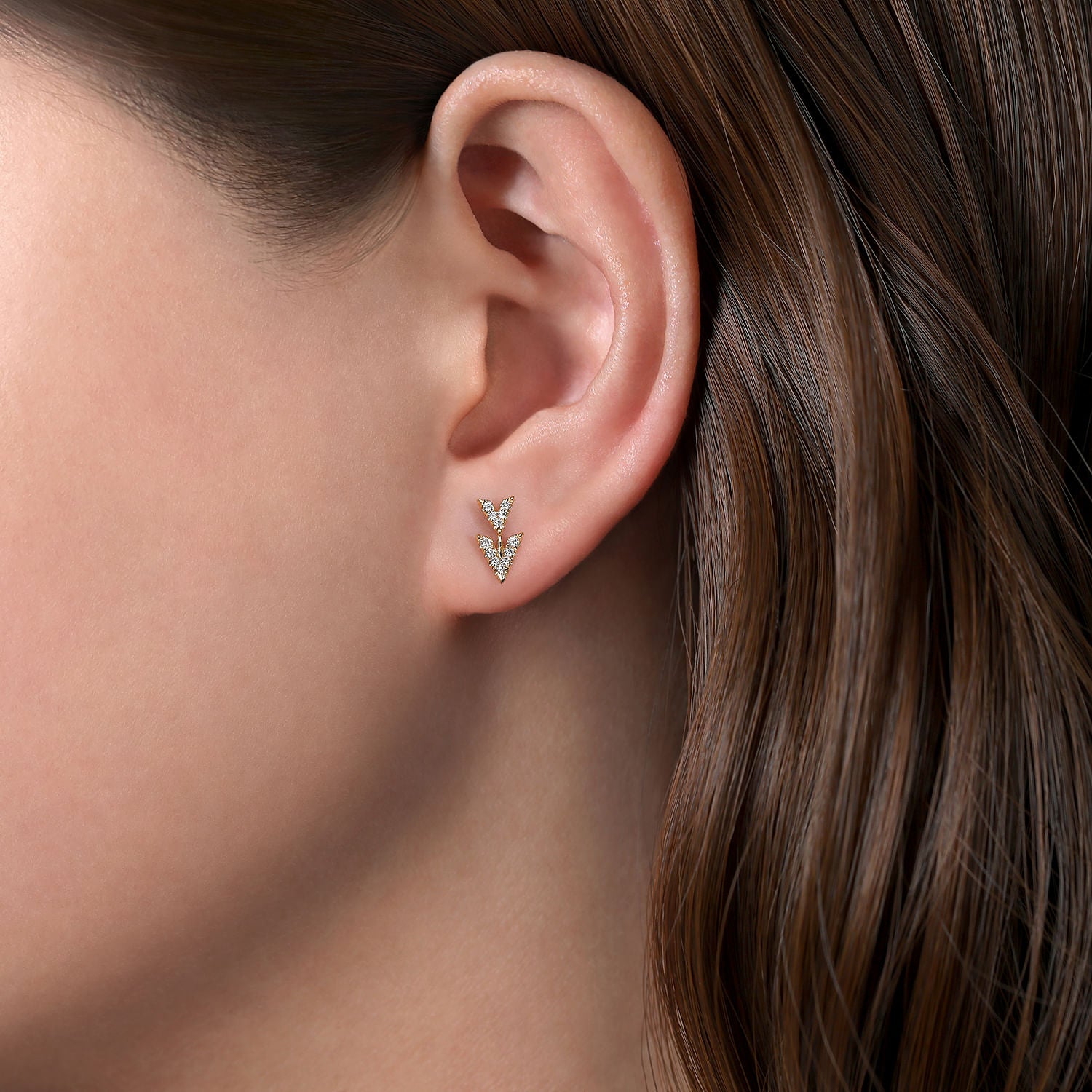 Gabriel & Co. Diamond Chevron Arrow Stud Earrings