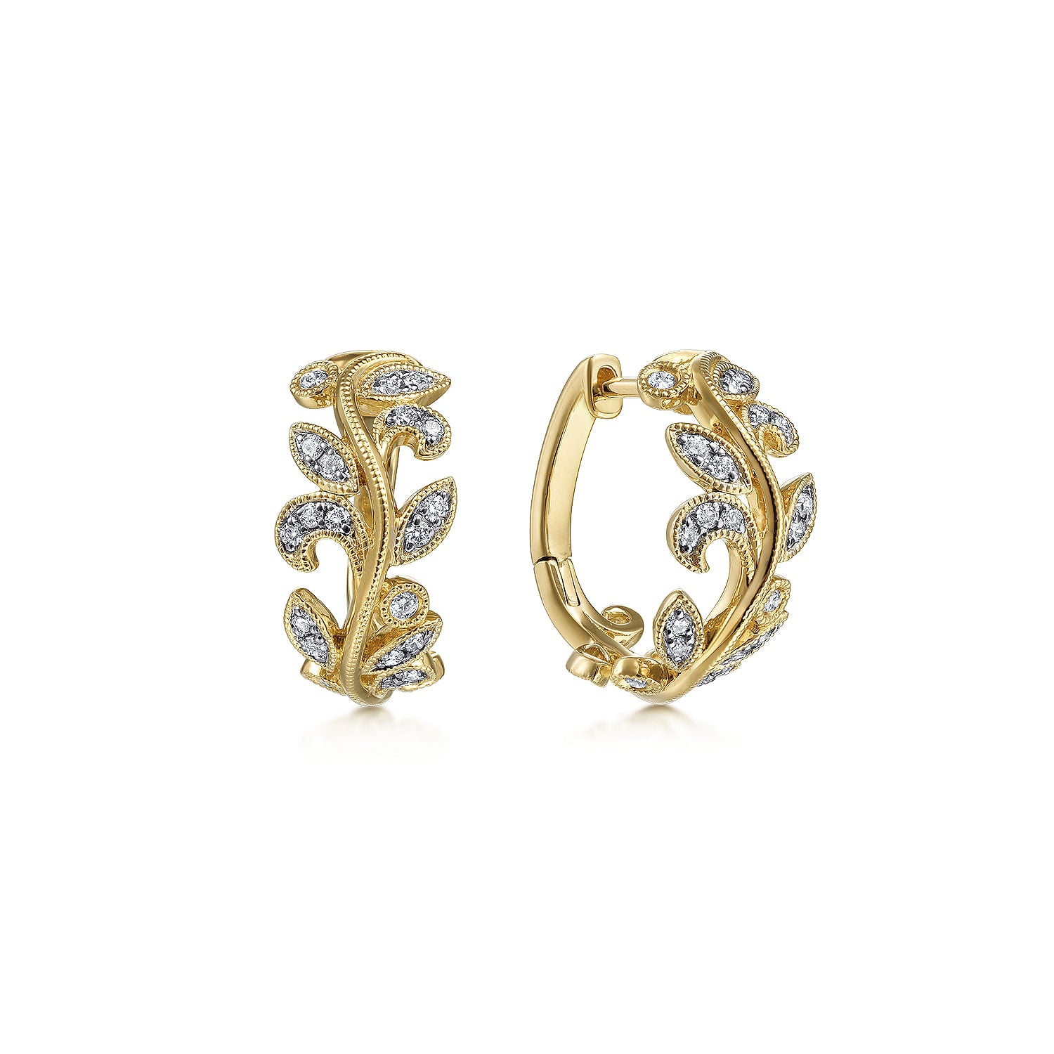 Gabriel & Co. Floral 15mm Diamond Huggies