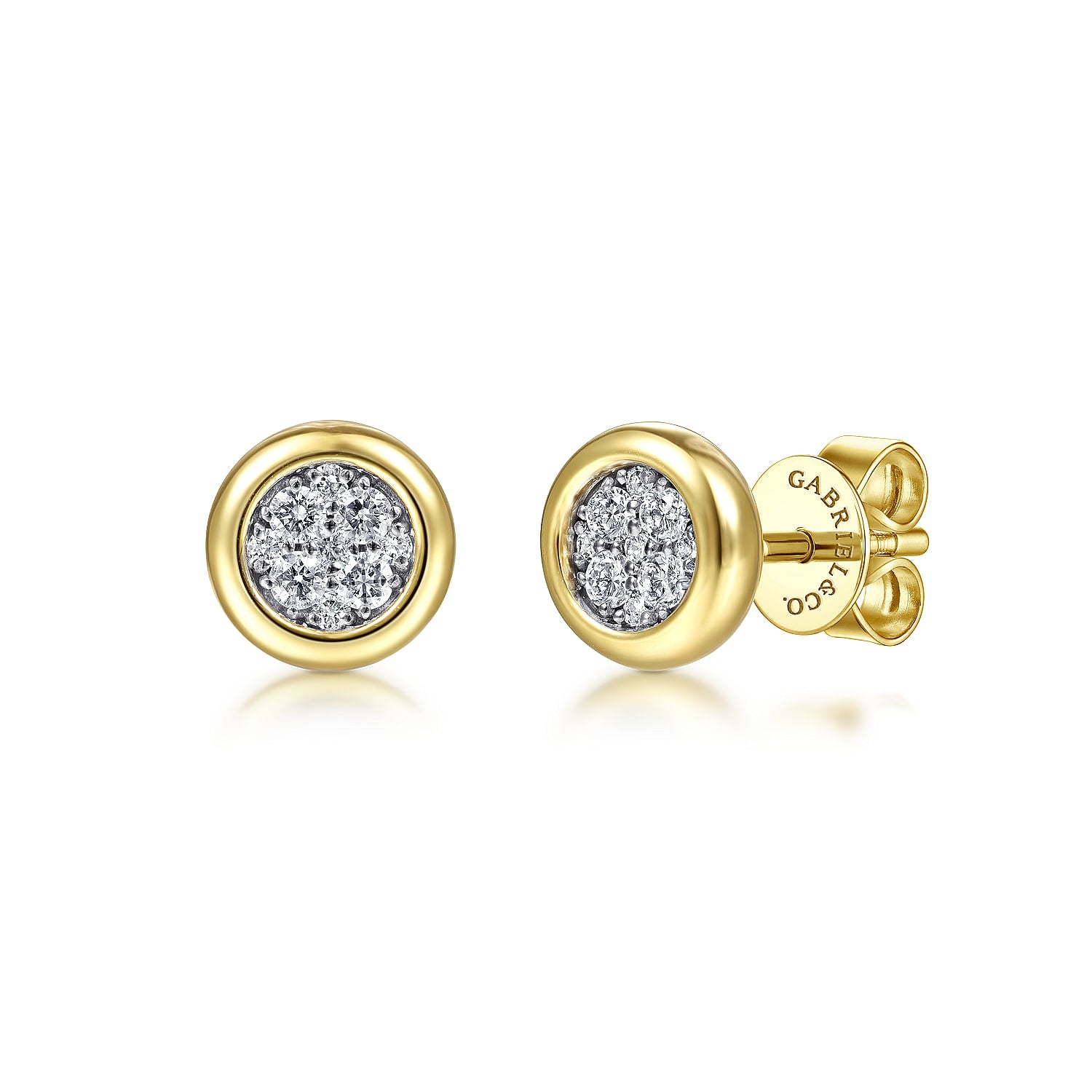 Gabriel & Co. Round Bezel-Set Diamond Pavé Stud Earrings