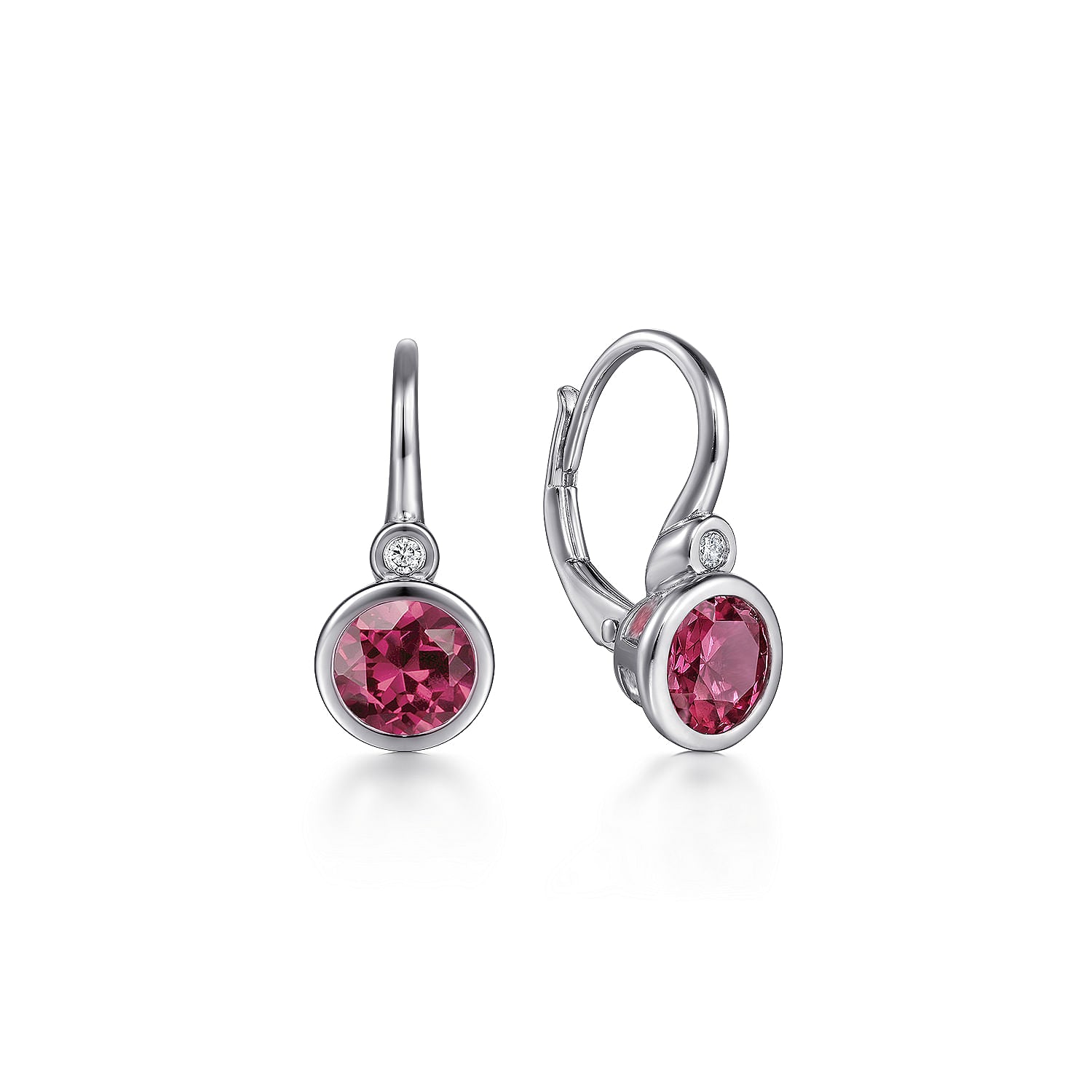 Gabriel & Co. Sterling Silver Pink Tourmaline and Diamond Leverback Earrings
