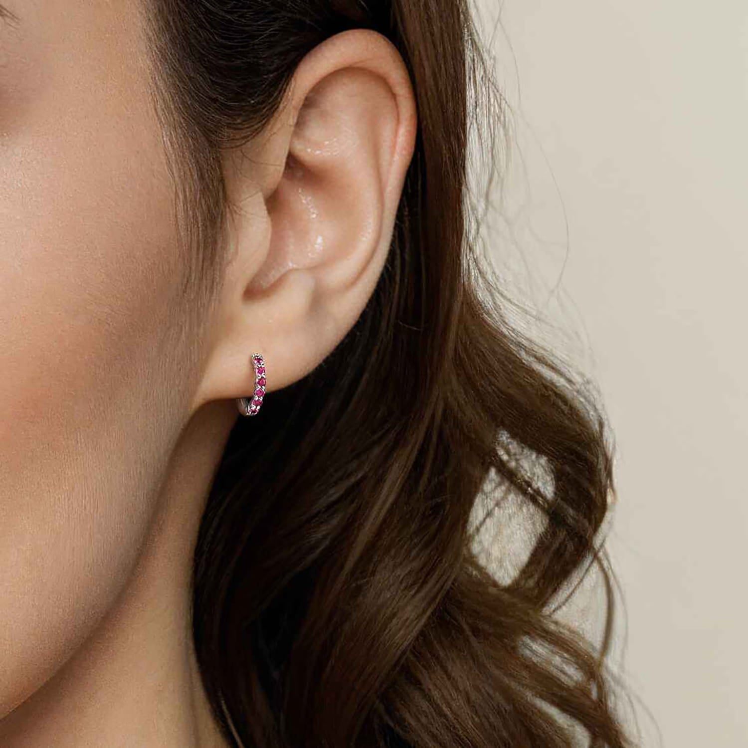Gabriel & Co. Ruby Huggie Hoop Earrings