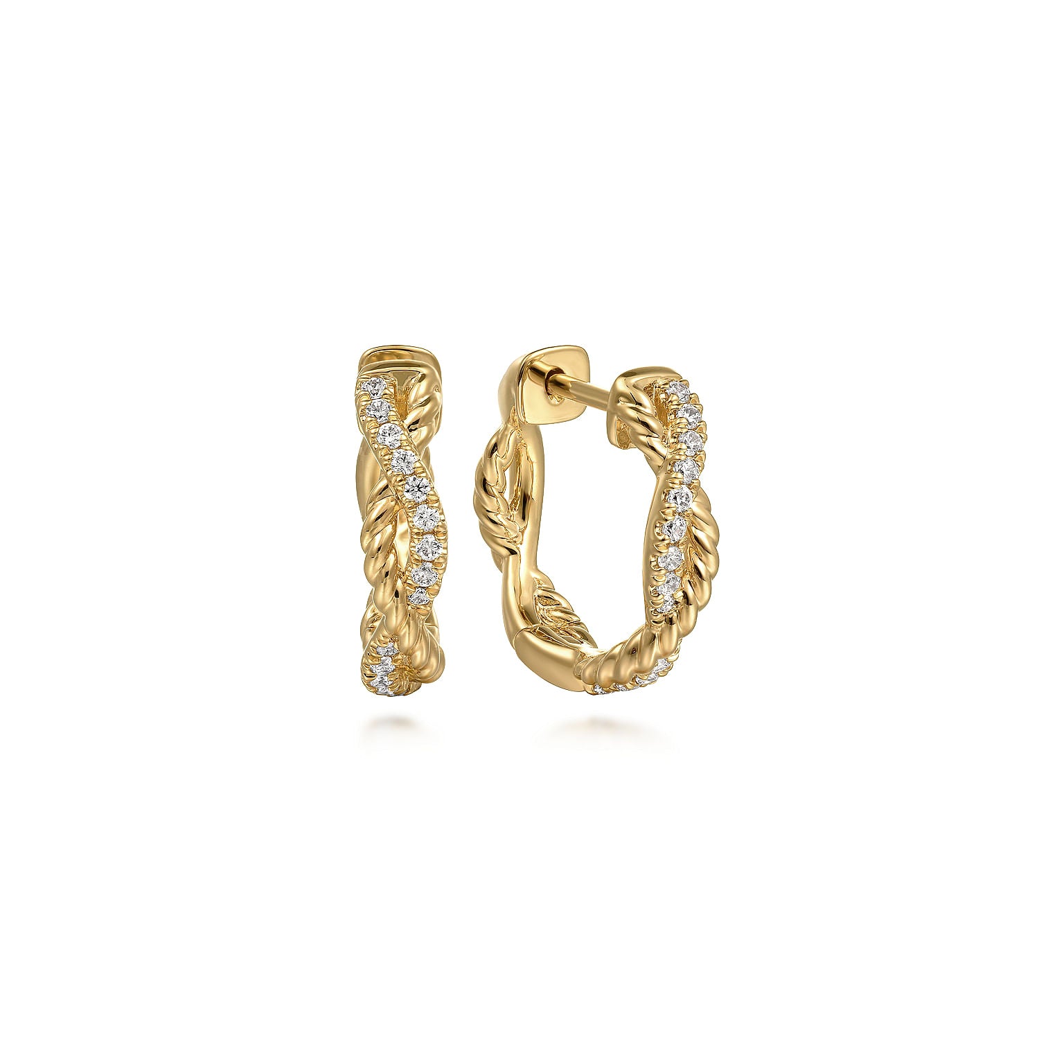 Gabriel & Co. Twisted Diamond And Rope 15mm Huggie Earrings