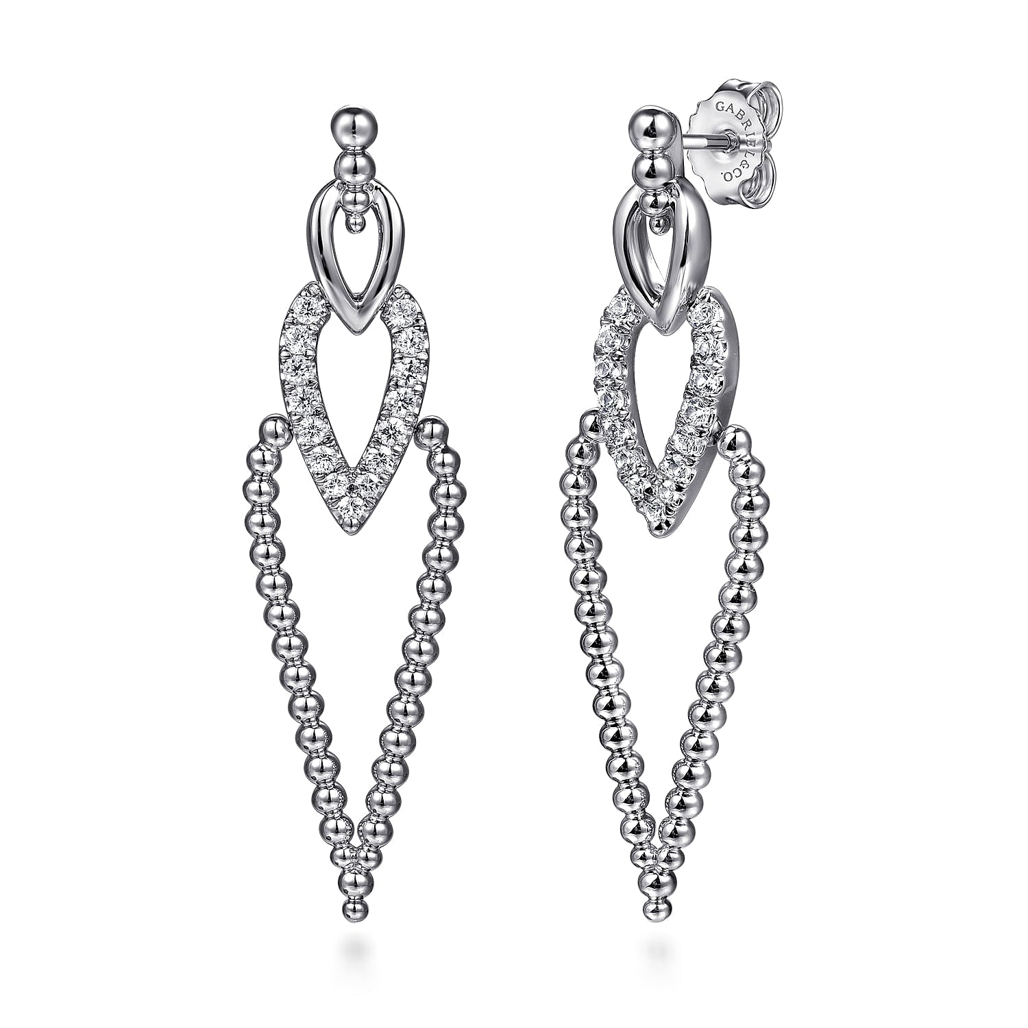 Bujukan Beads and White Sapphire Stud Drop Earrings