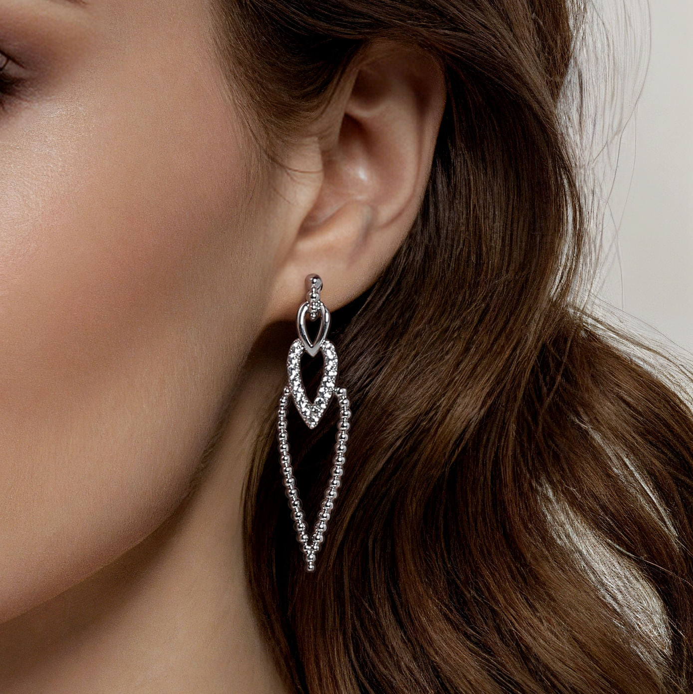 Bujukan Beads and White Sapphire Stud Drop Earrings