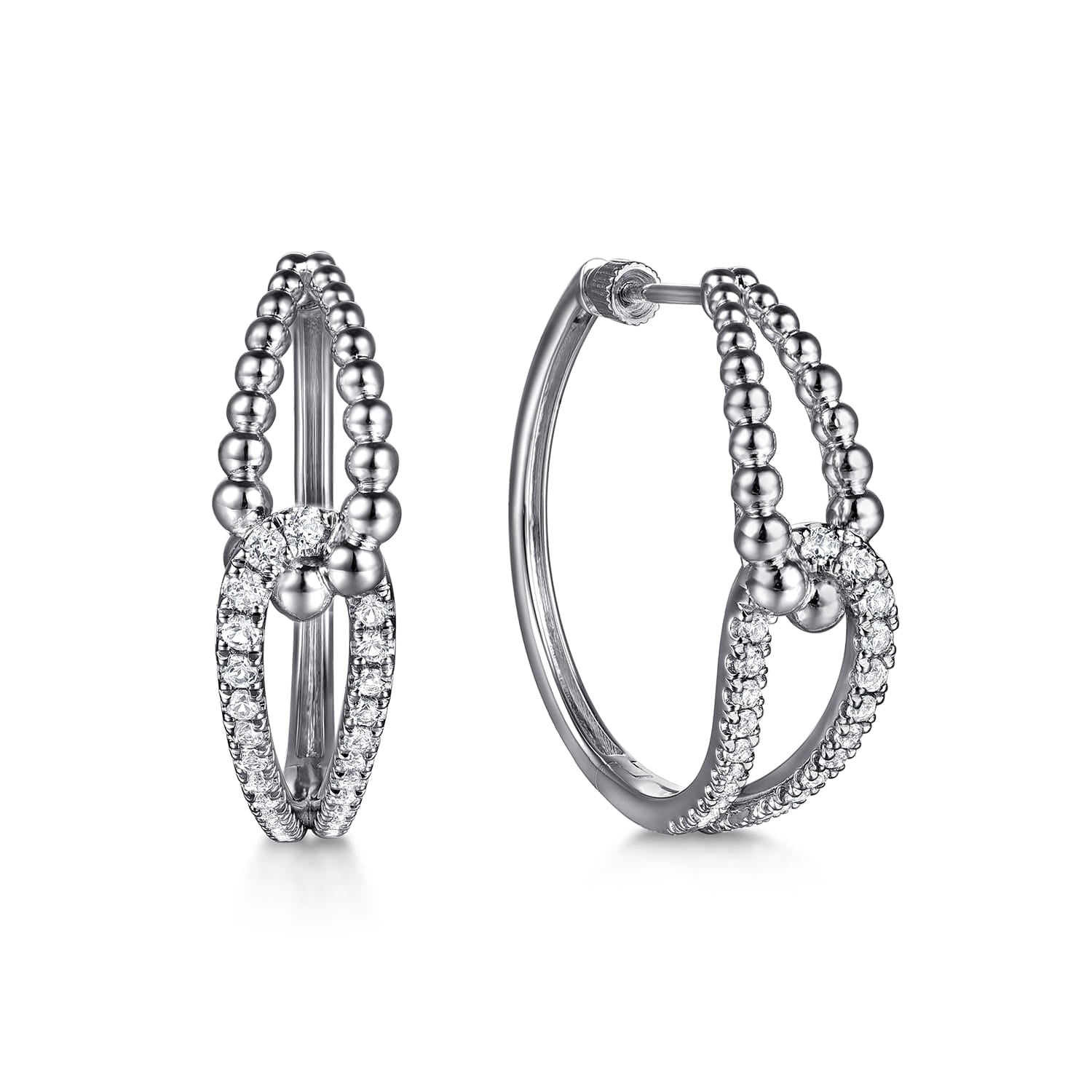 Gabriel & Co. 30mm Bujukan and White Sapphire Interlocking Hoop Earrings