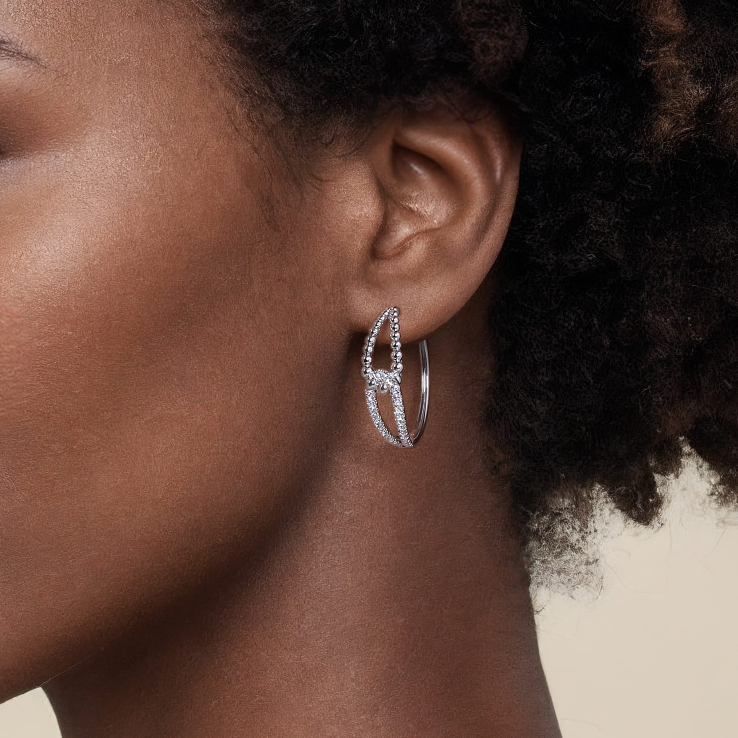Gabriel & Co. 30mm Bujukan and White Sapphire Interlocking Hoop Earrings