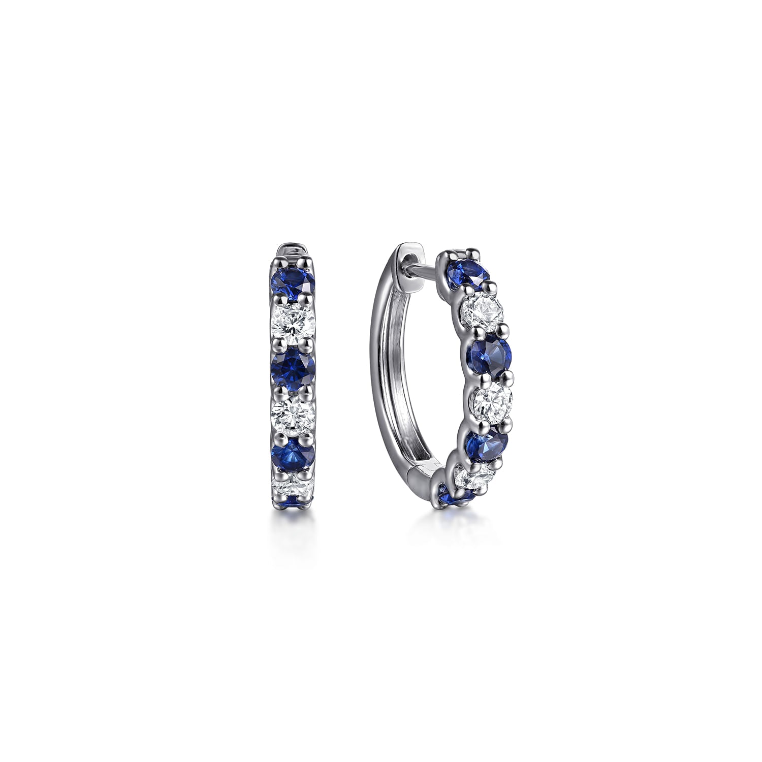 Gabriel & Co. Diamond and Sapphire Huggie Earrings