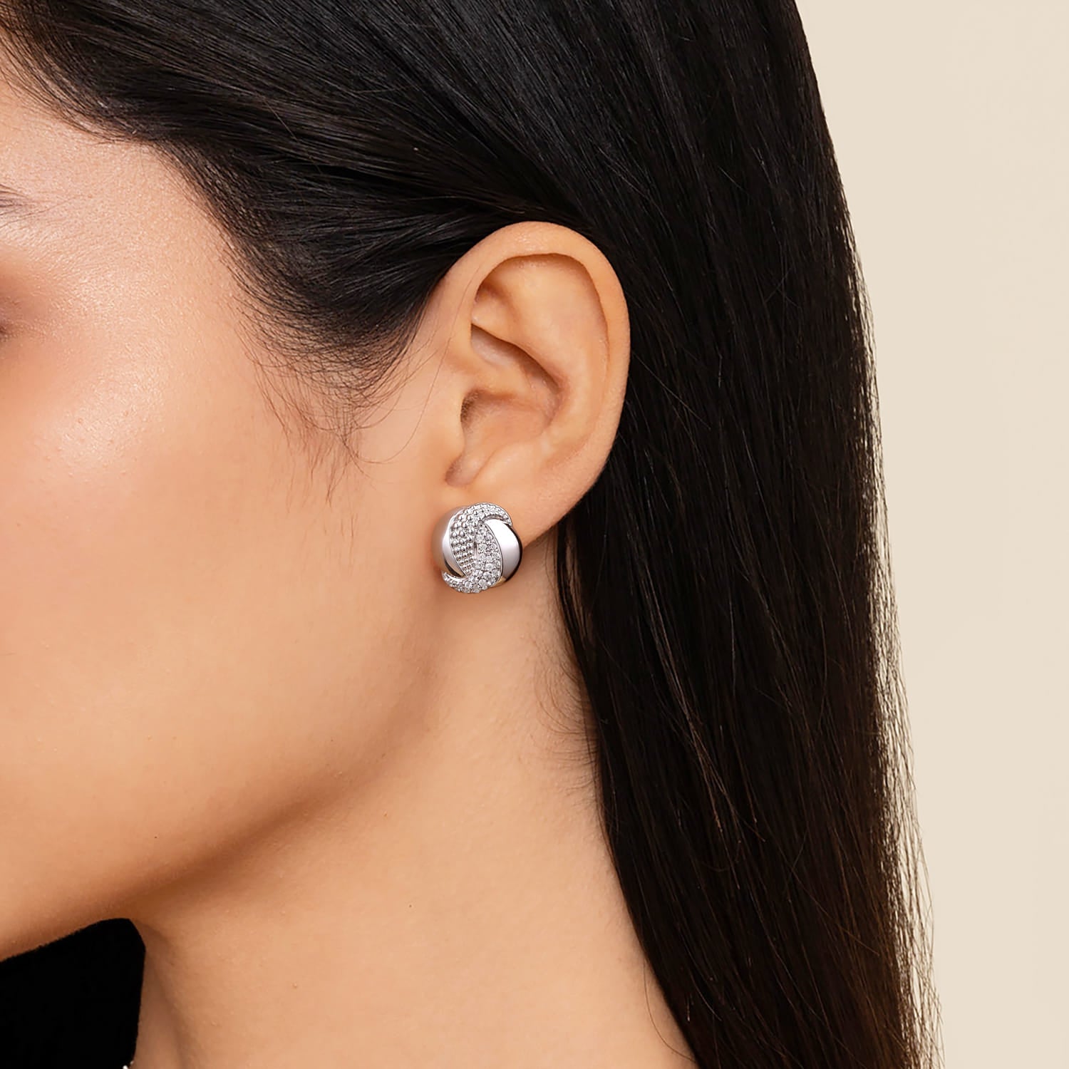 Gabriel & Co. Bujukan and White Sapphire Spiral Stud Earrings