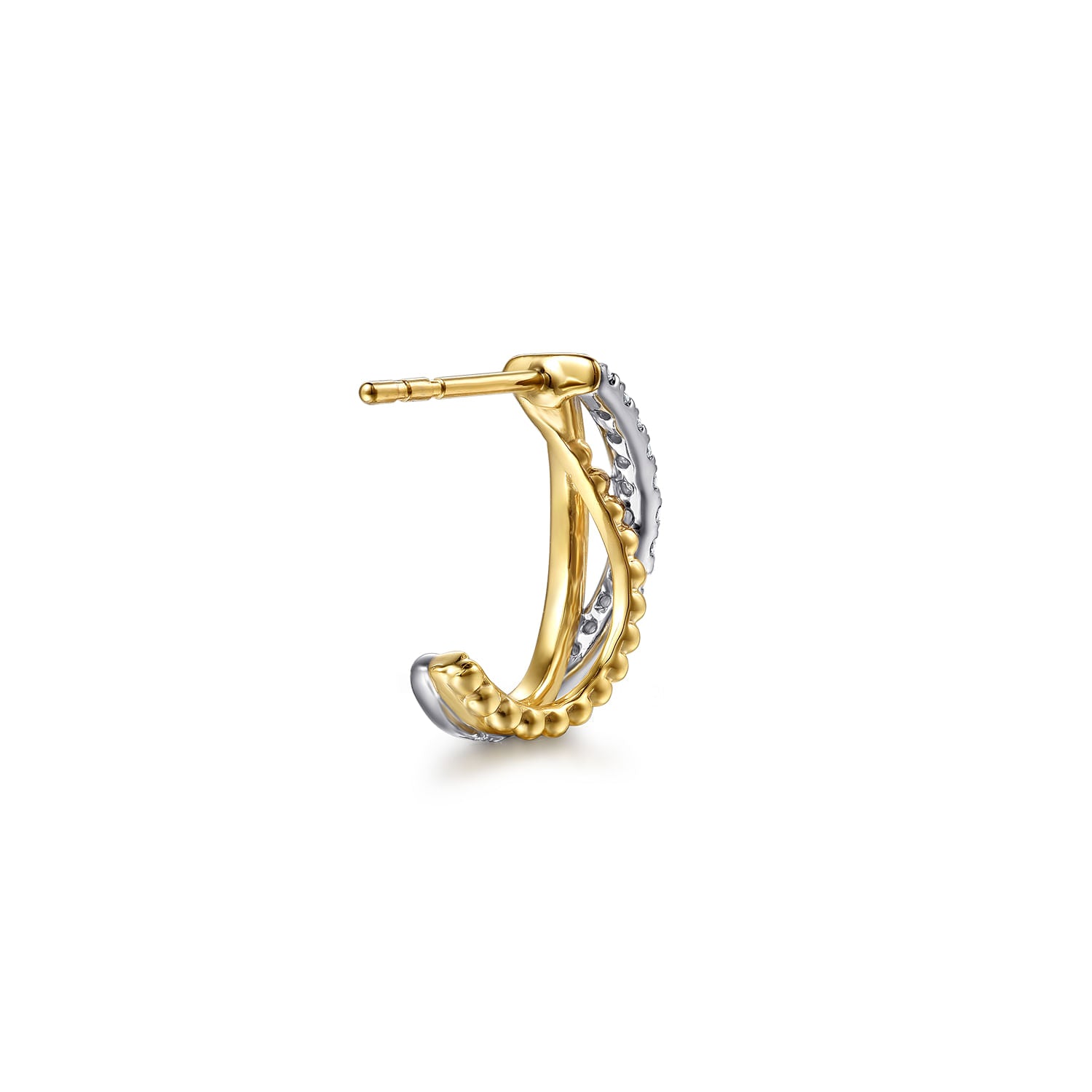 Gabriel & Co. Bujukan and Diamond Criss Cross J Hoop Earrings