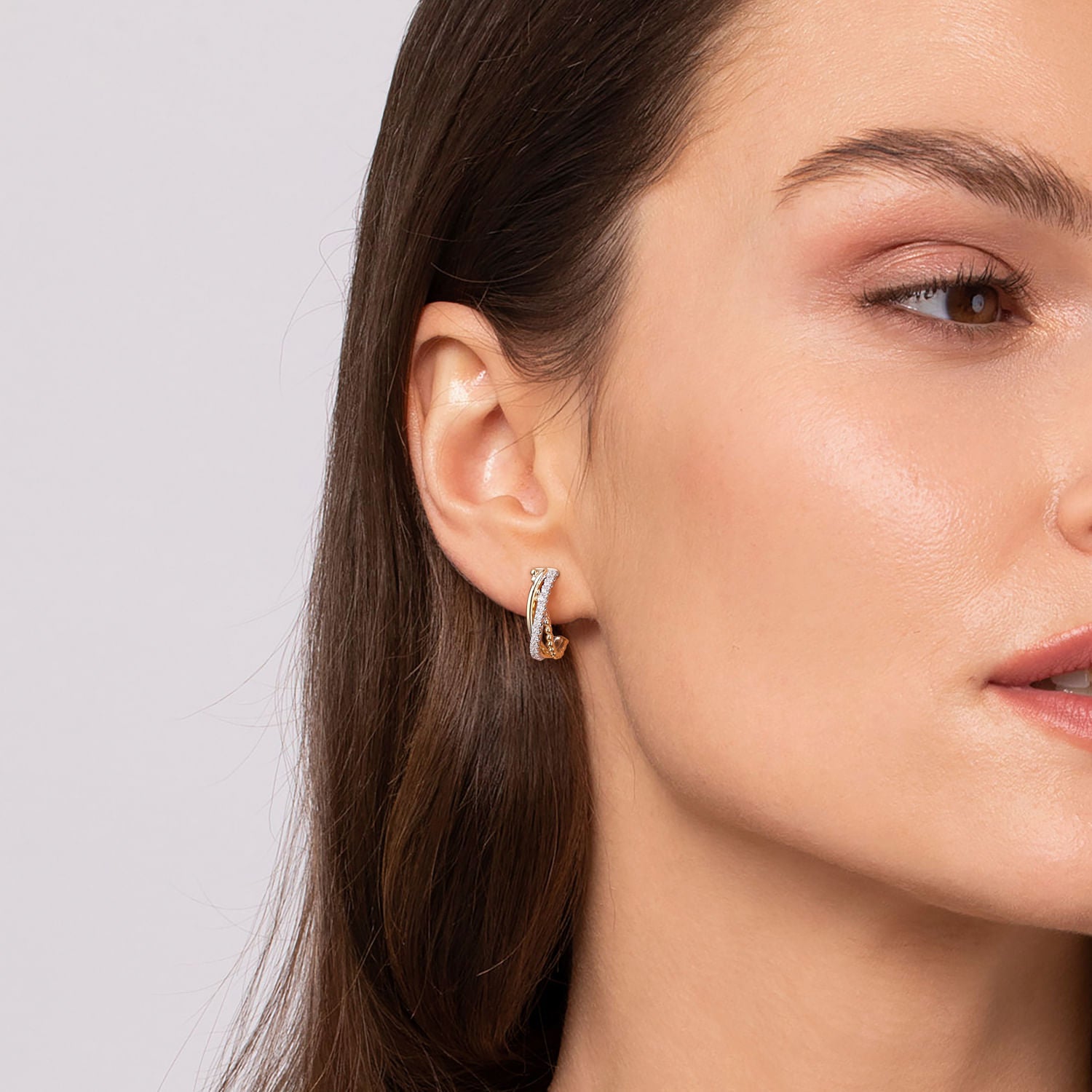 Gabriel & Co. Bujukan and Diamond Criss Cross J Hoop Earrings