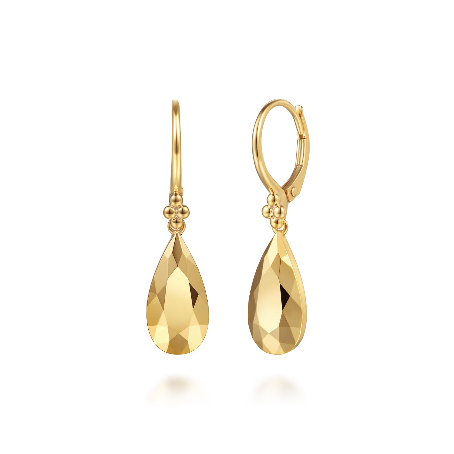 Gabriel & Co. Plain Gold Bujukan and Teardrop Texture Drop Earrings