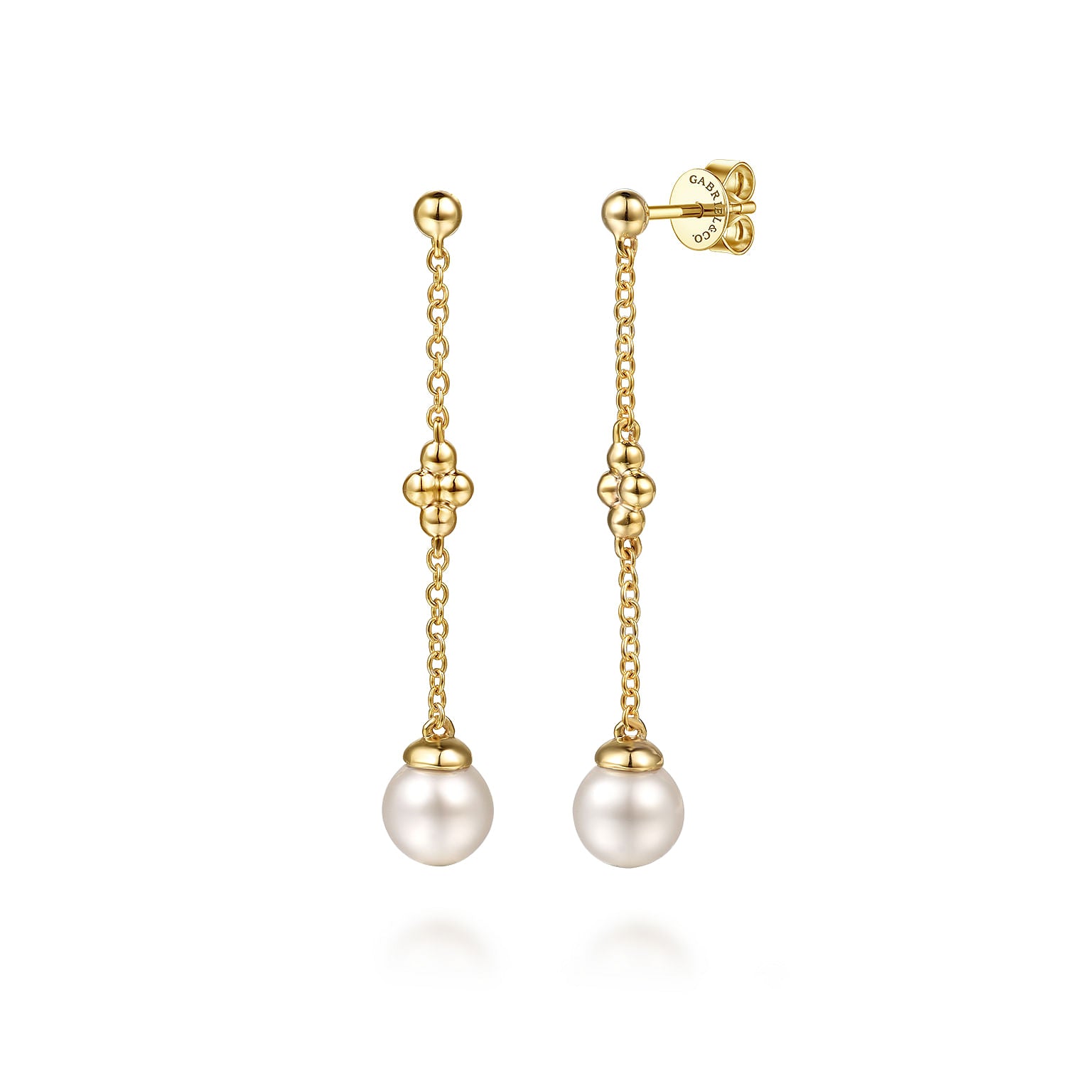 Gabriel & Co. Clover Bujukan and Pearl Stud Drop Earrings