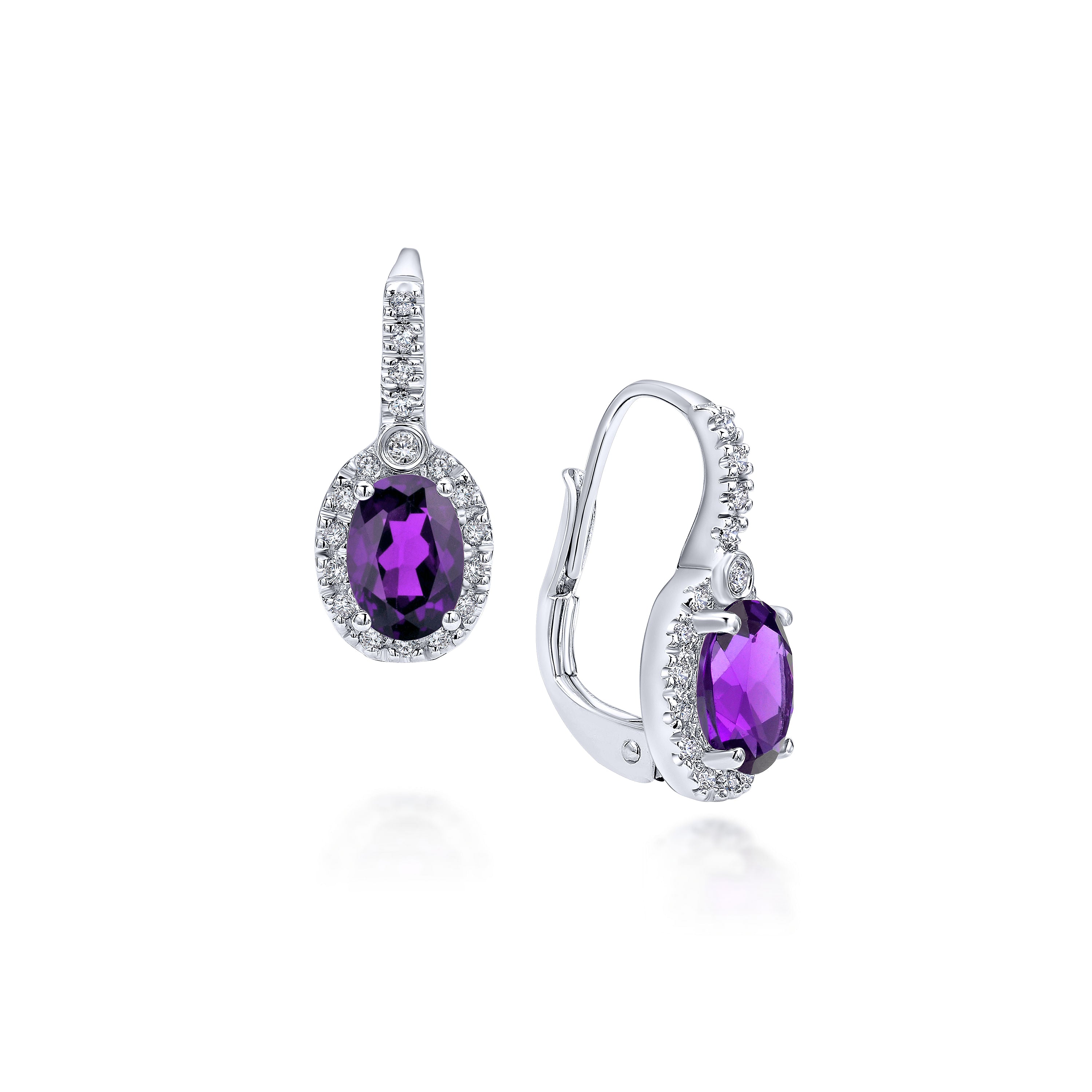 Amethyst and Diamond Drop Earrings