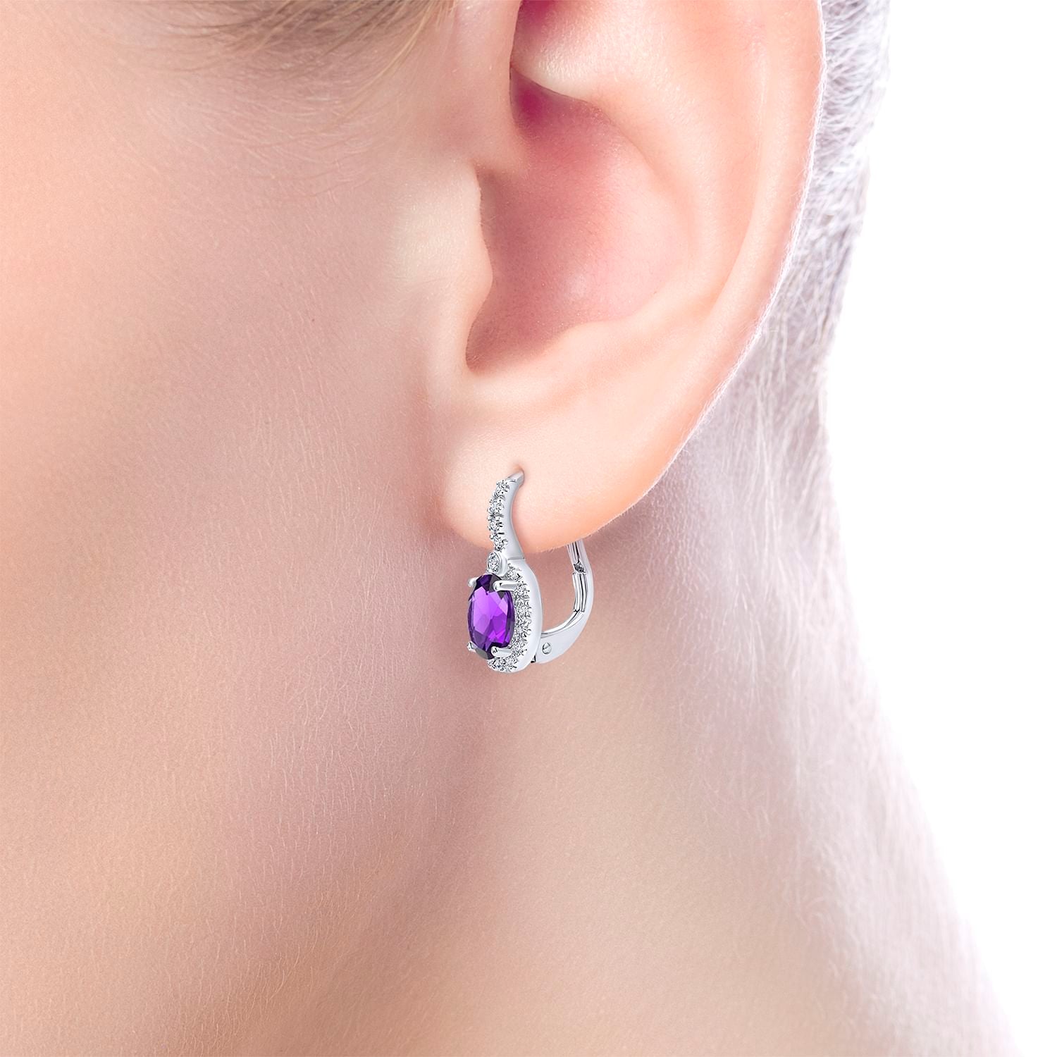 Amethyst and Diamond Drop Earrings