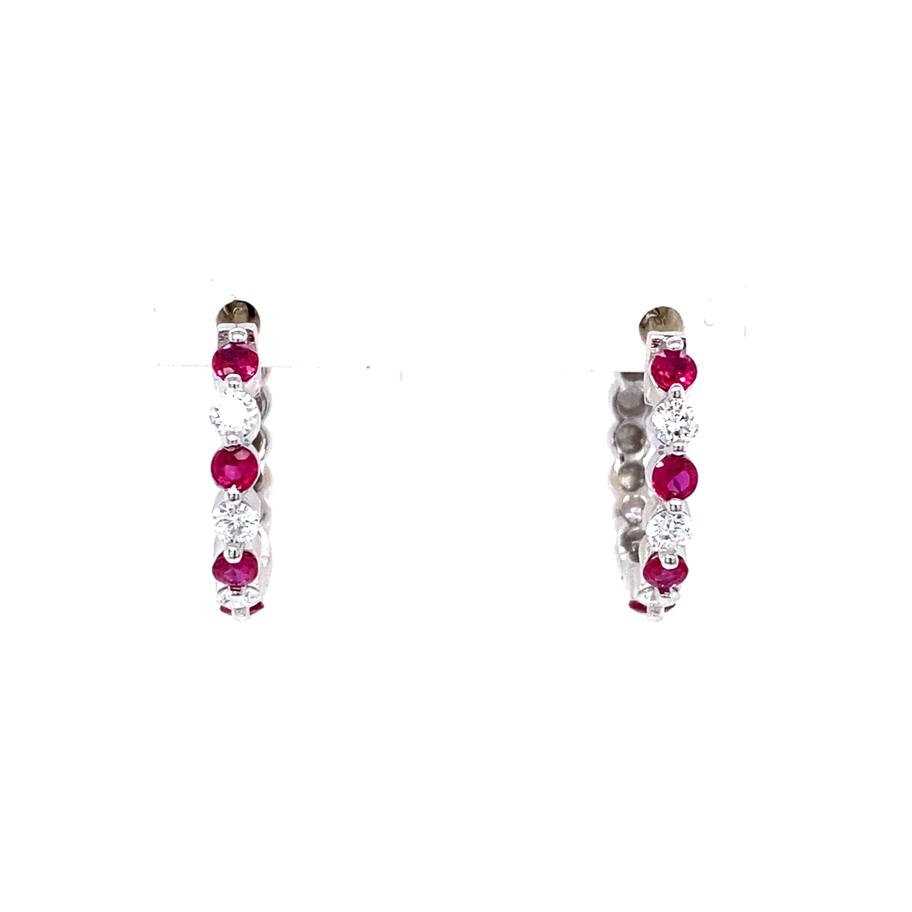 Ruby & Diamond Hoop Earrings