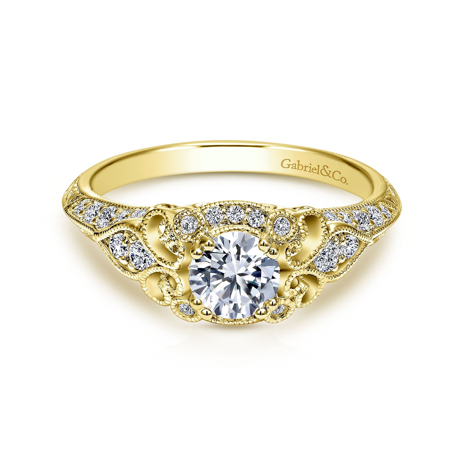Gabriel & Co. Vintage Inspired Diamond Halo Engagement Ring