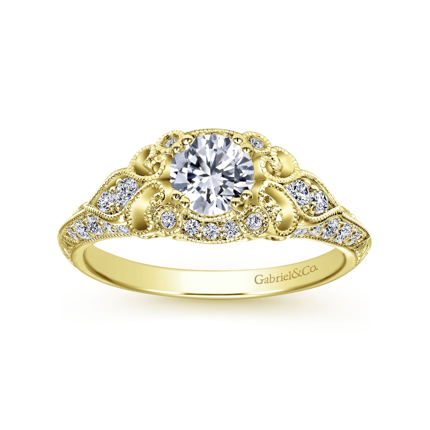 Gabriel & Co. Vintage Inspired Diamond Halo Engagement Ring