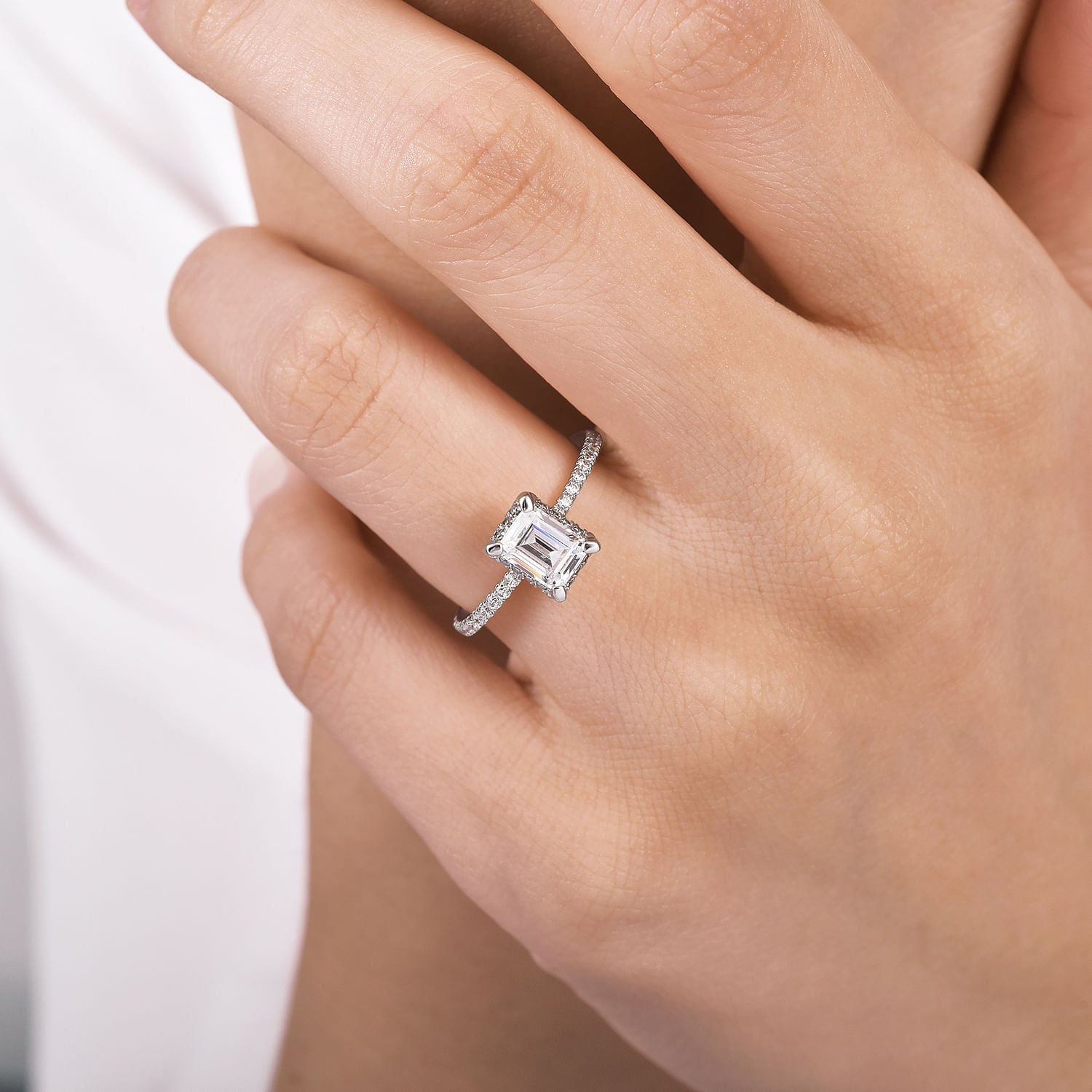 Gabriel & Co. 'Hart' Emerald Cut Hidden Halo Diamond Engagement Ring Mounting