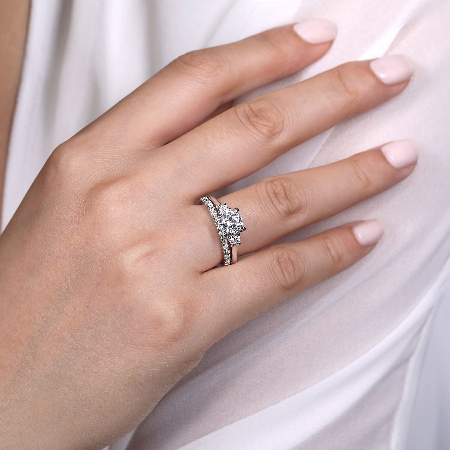 Gabriel & Co. Three Stone Diamond Engagement Ring Mounting
