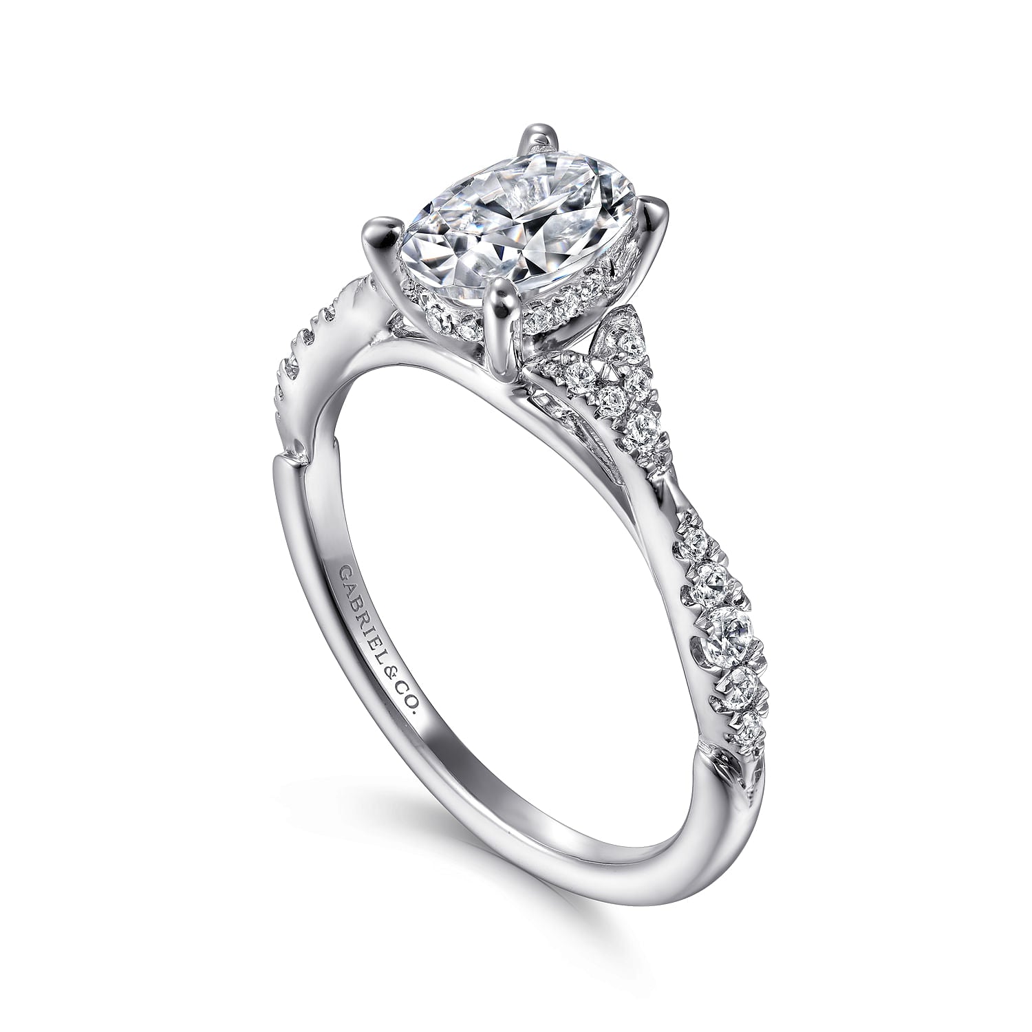 Gabriel & Co. Oval Center Diamond Engagement Ring