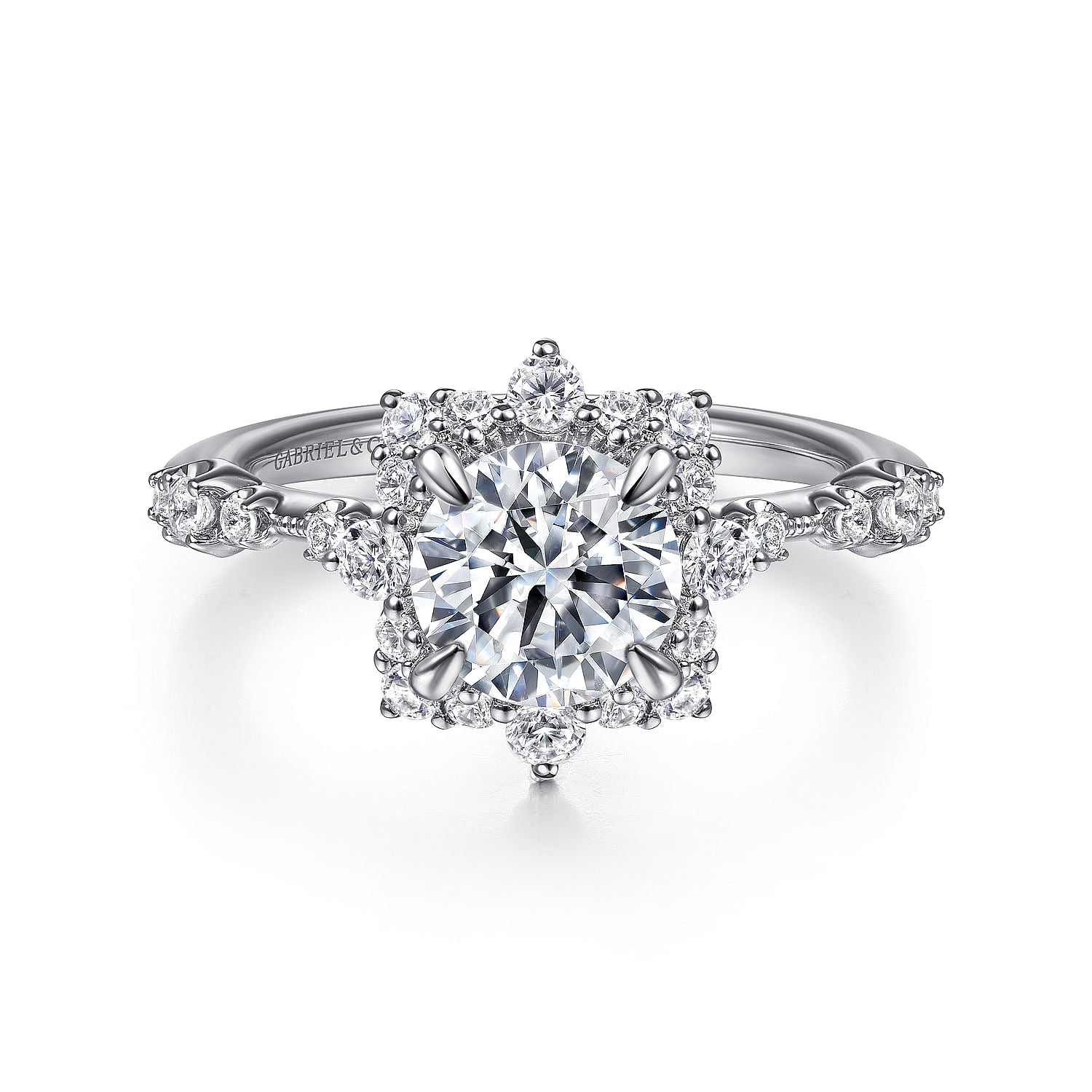 Gabriel & Co 'Idalia' Victorian-Inspired Fancy Halo Round Diamond Engagement Ring Mounting