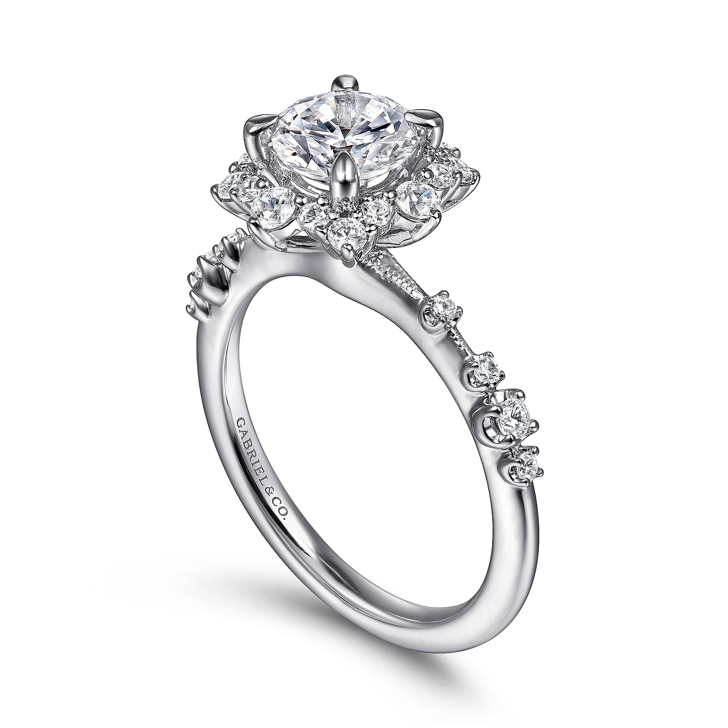 Gabriel & Co 'Idalia' Victorian-Inspired Fancy Halo Round Diamond Engagement Ring Mounting