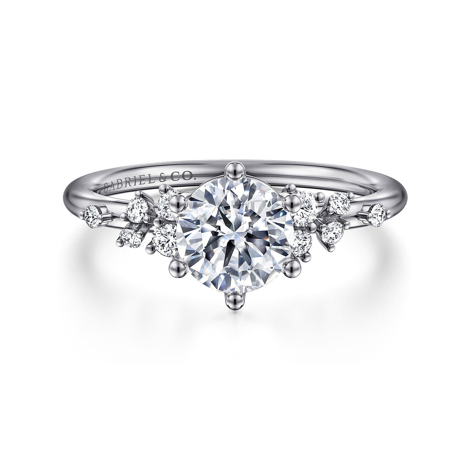 Gabriel & Co. Six Prong Round Diamond Engagement Ring