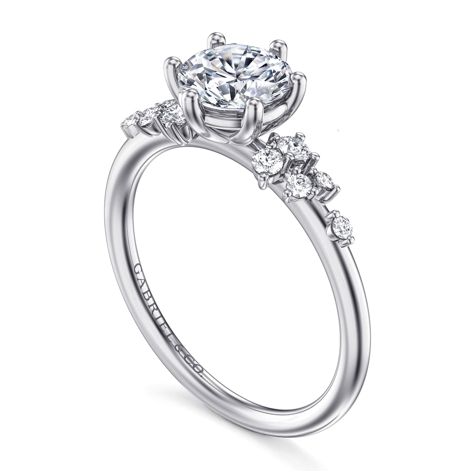 Gabriel & Co. Six Prong Round Diamond Engagement Ring