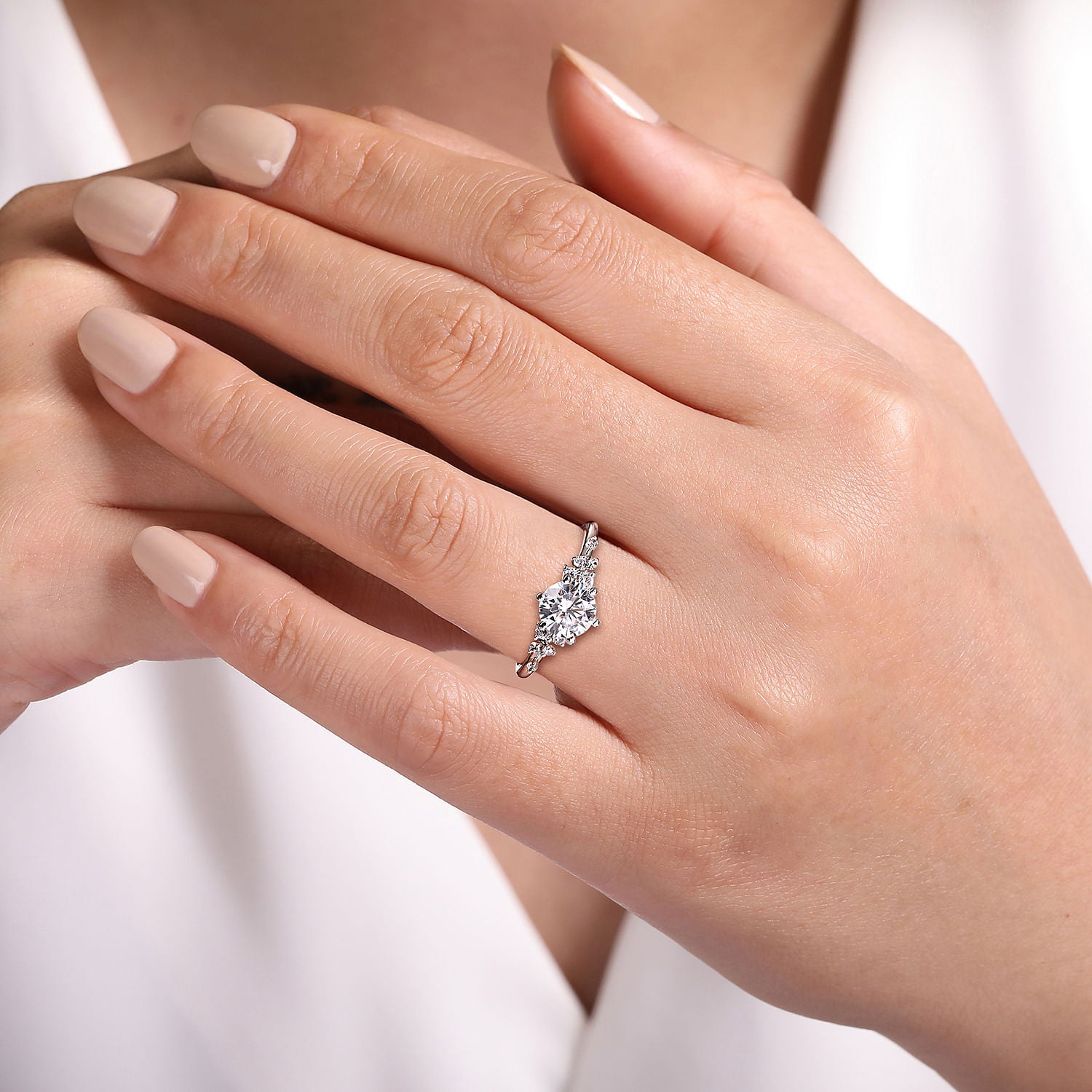 Gabriel & Co. Six Prong Round Diamond Engagement Ring