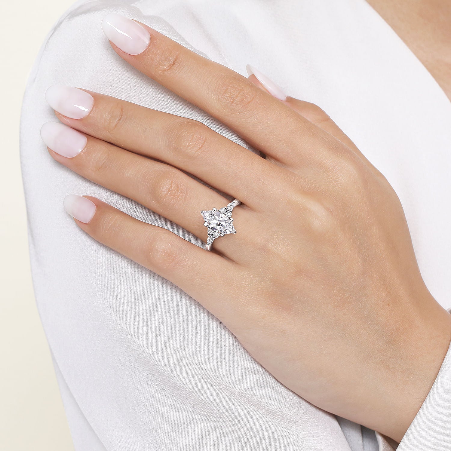Gabriel & Co. Marquise Diamond Cluster Engagement Ring