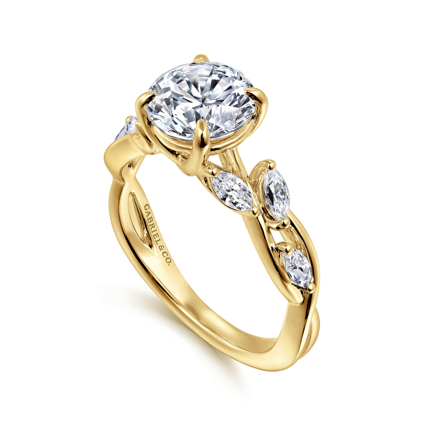Gabriel & Co. Floral Round Diamond Engagement Ring
