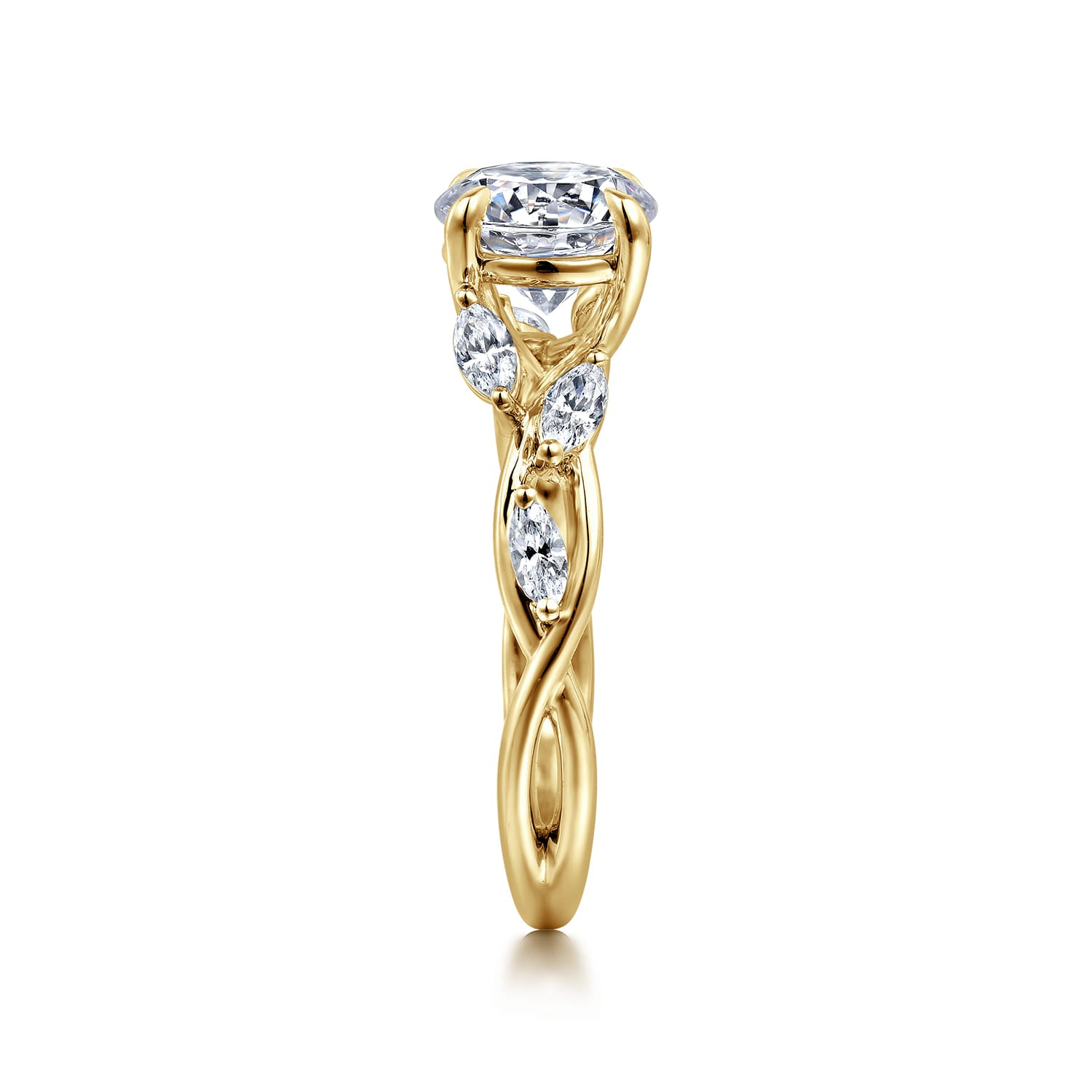 Gabriel & Co. Floral Round Diamond Engagement Ring