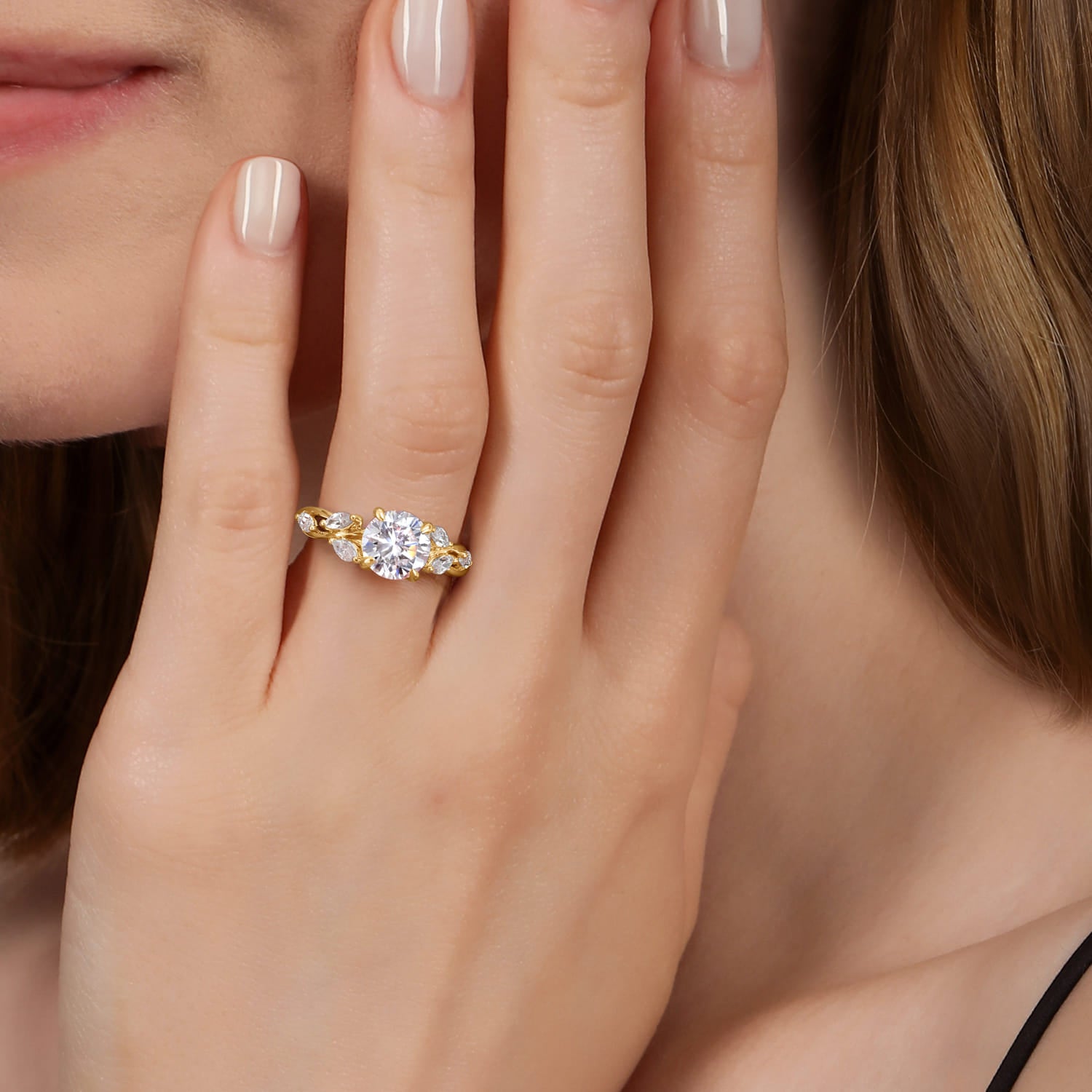 Gabriel & Co. Floral Round Diamond Engagement Ring