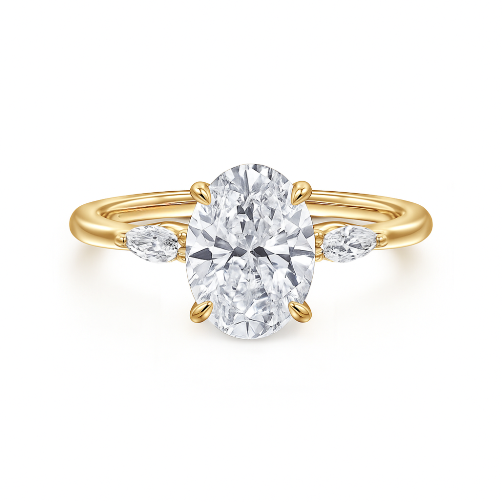 Gabriel & Co. Oval Three Stone Diamond Engagement Ring