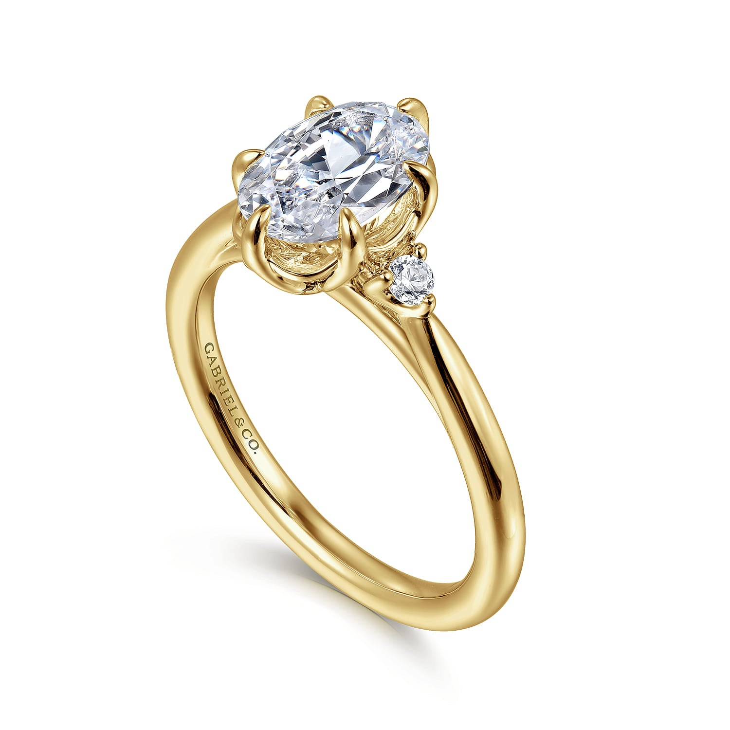 Gabriel & Co. 6 Prong Oval Three Stone Diamond Engagement Ring