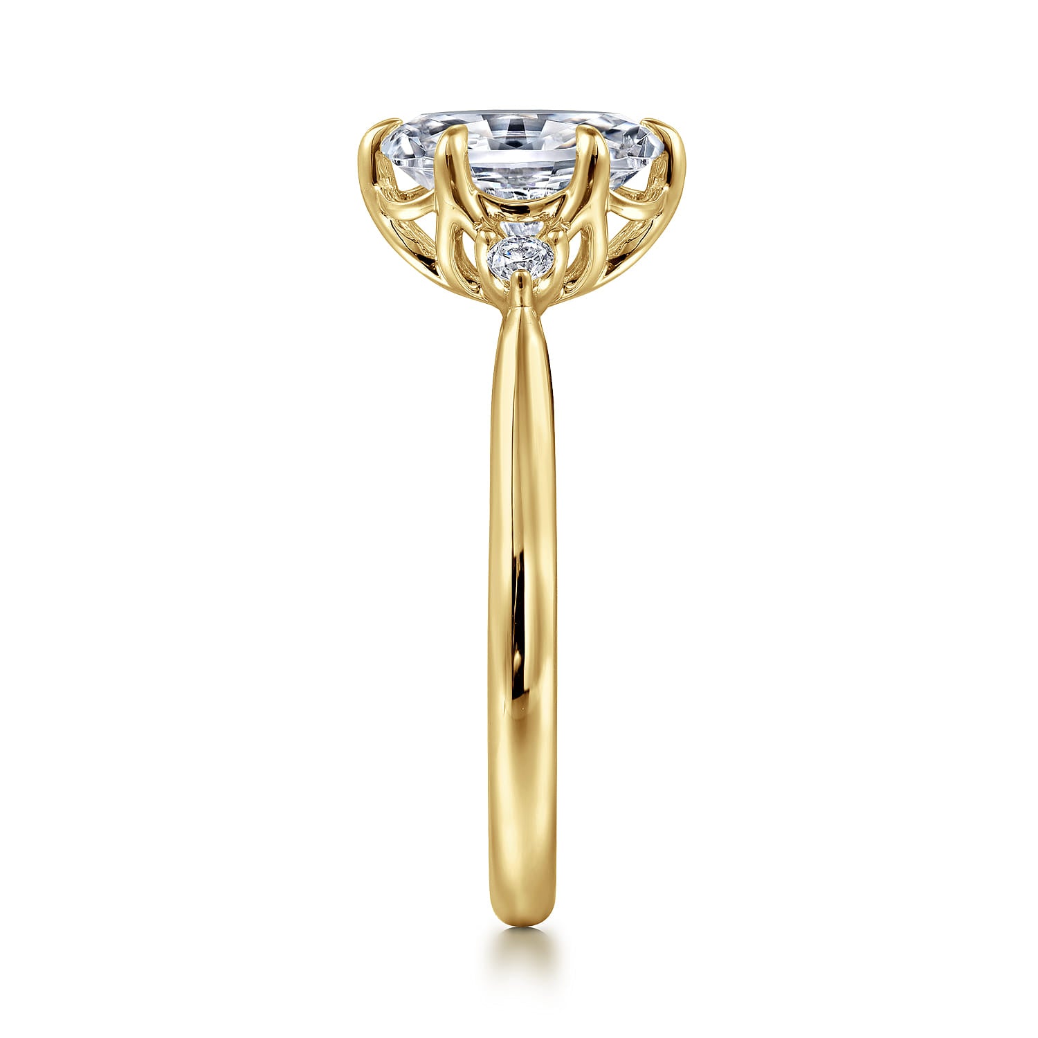 Gabriel & Co. 6 Prong Oval Three Stone Diamond Engagement Ring