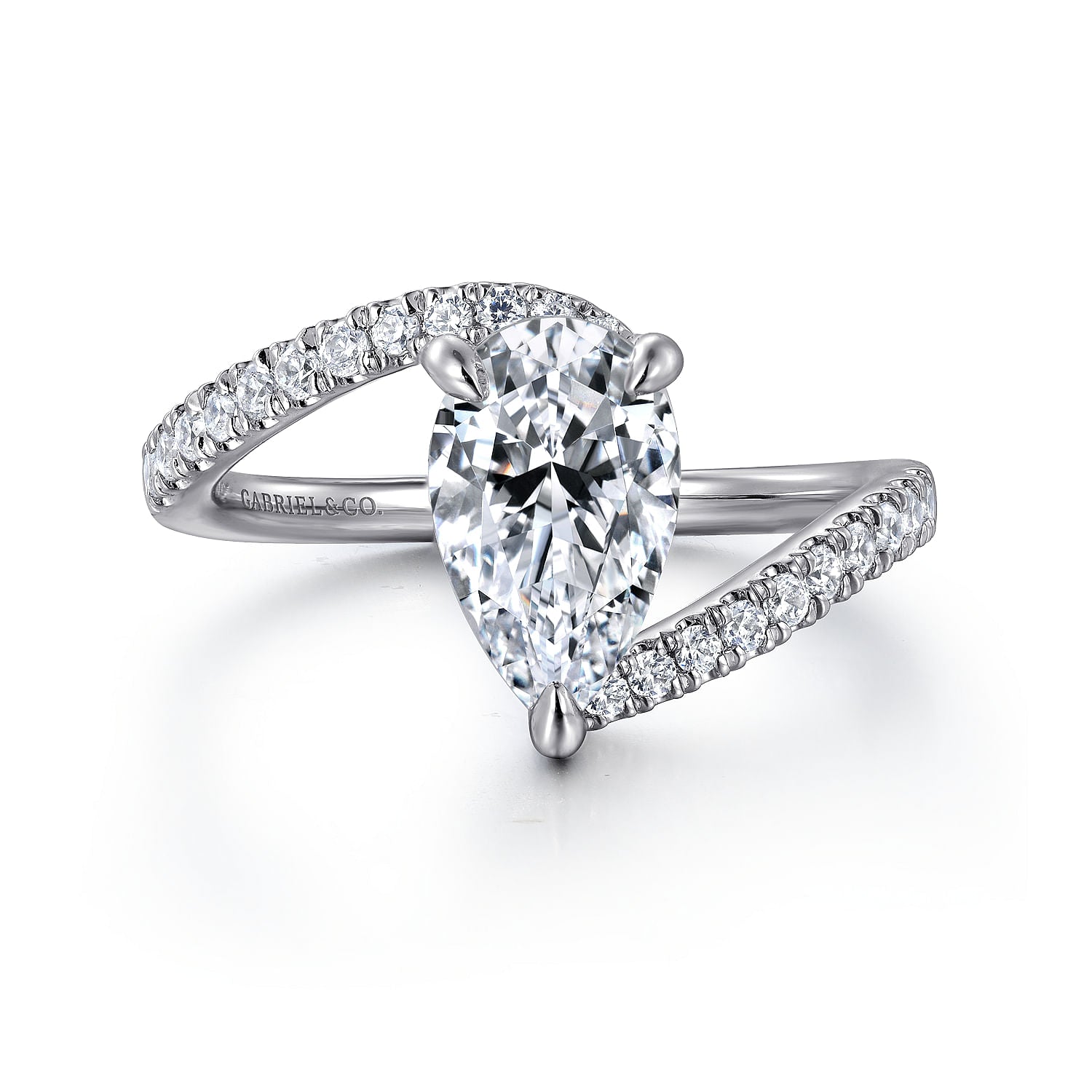Gabriel & Co. 'Leina' Pear Shape Hidden Halo Bypass Engagement Ring Mounting