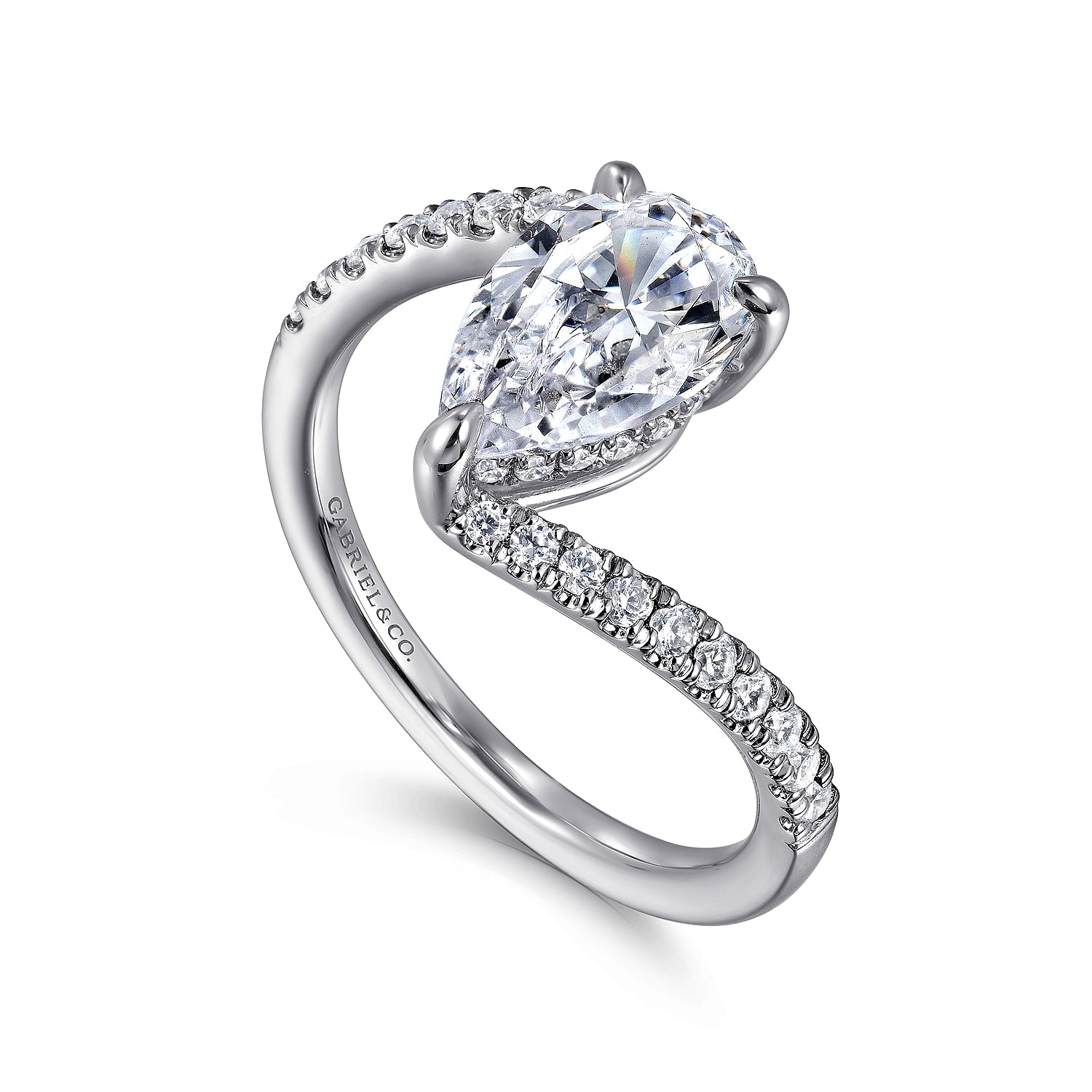 Gabriel & Co. 'Leina' Pear Shape Hidden Halo Bypass Engagement Ring Mounting