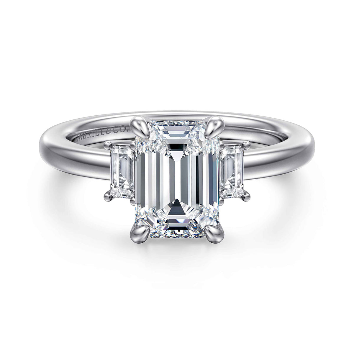 Gabriel & Co. Emerald Three Stone Engagement Ring | Koser Jewelers