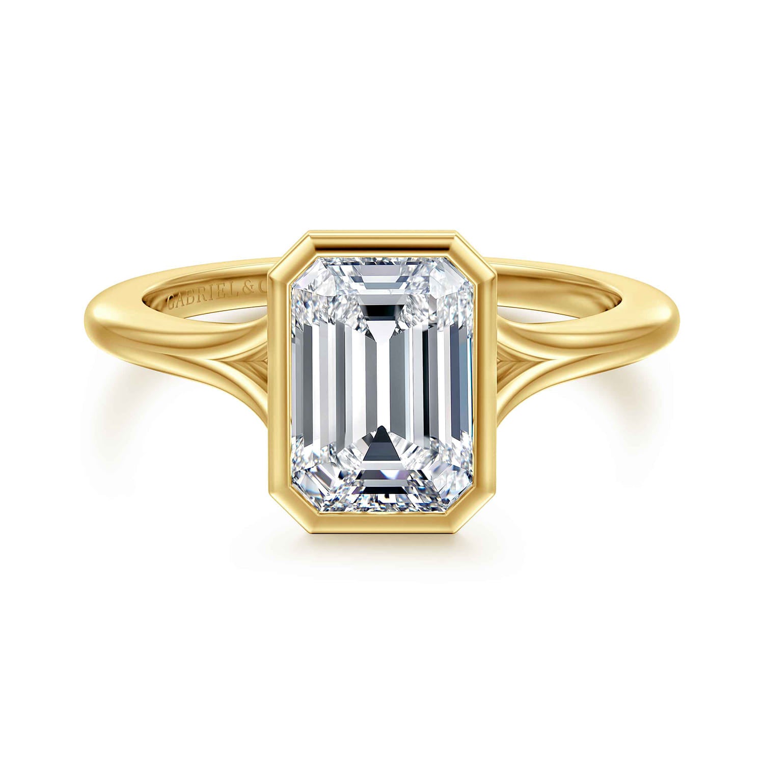Gabriel & Co. Emerald Cut Bezel Solitaire Engagement Ring