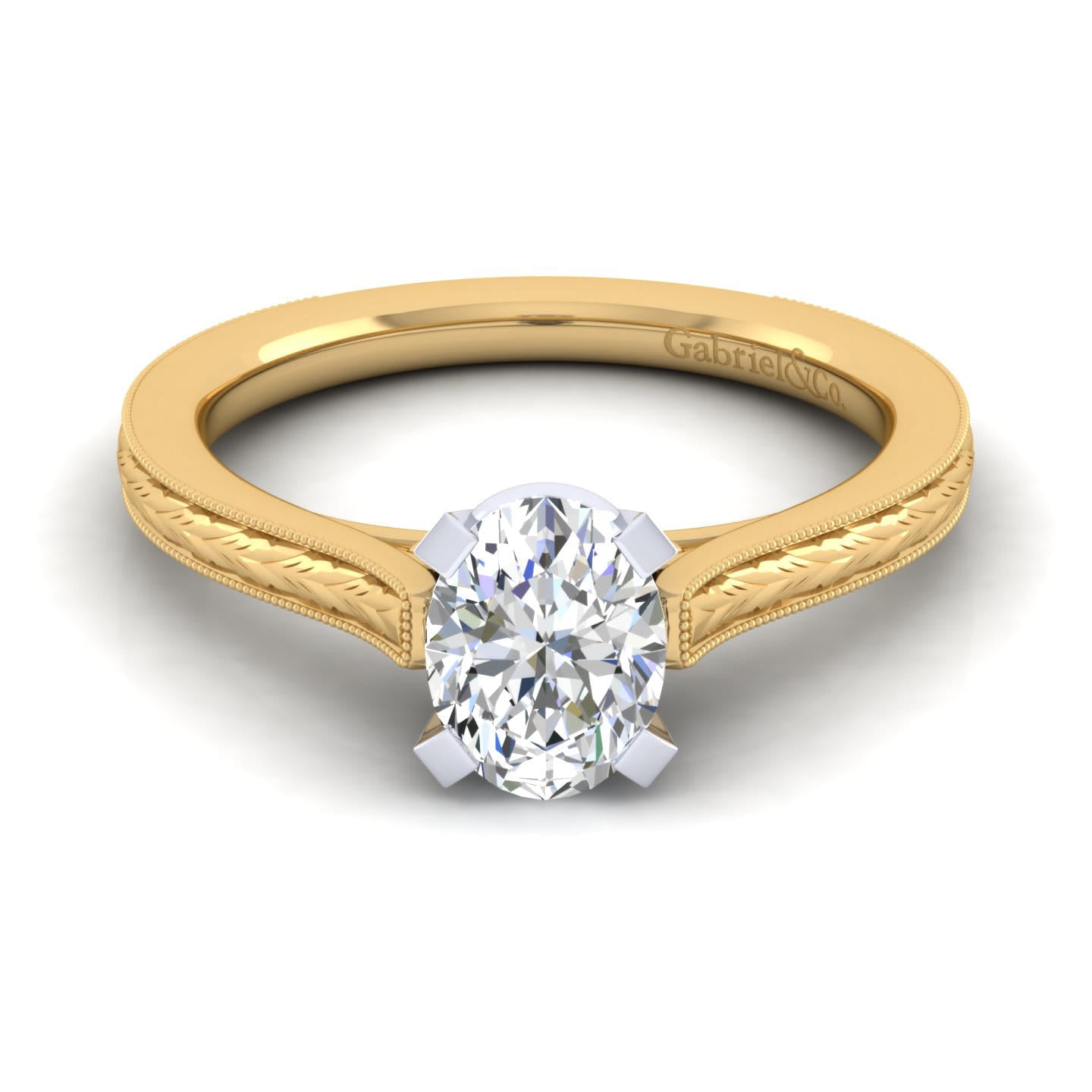 Gabriel & Co. Oval Victorian-Inspired Solitaire Engagement Ring