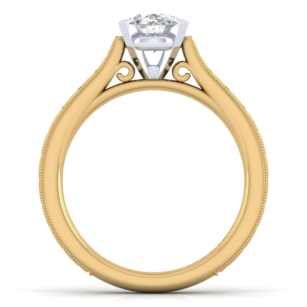 Gabriel & Co. Oval Victorian-Inspired Solitaire Engagement Ring