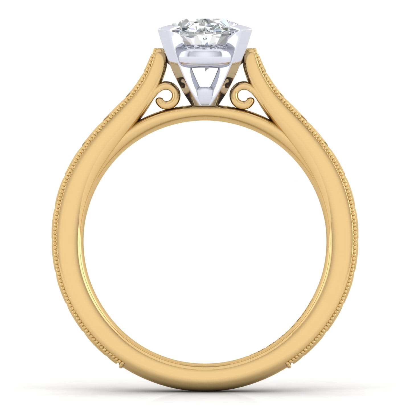Gabriel & Co. Oval Victorian-Inspired Solitaire Engagement Ring