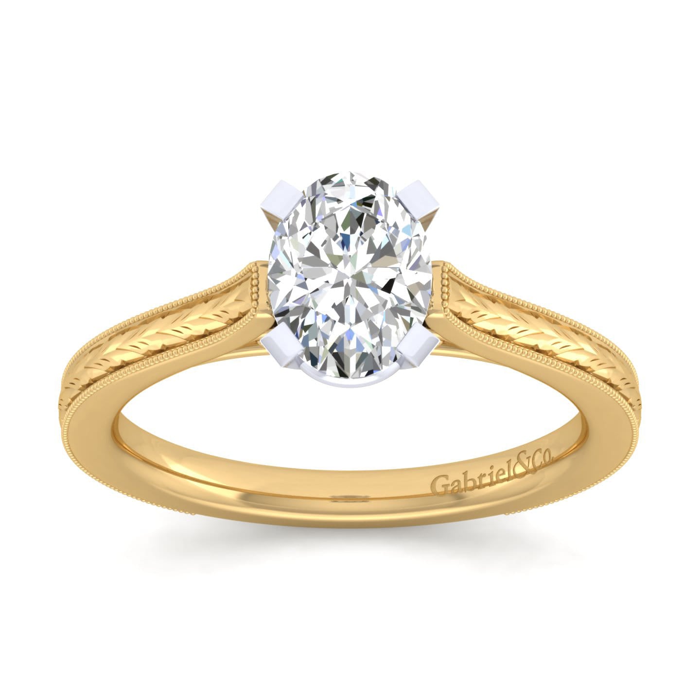 Gabriel & Co. Oval Victorian-Inspired Solitaire Engagement Ring