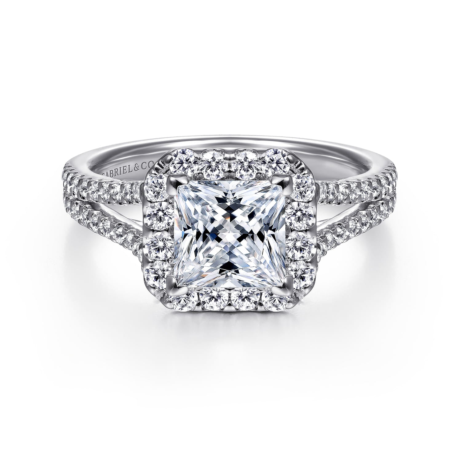 Gabriel & Co. Halo Split Shank Engagement Ring