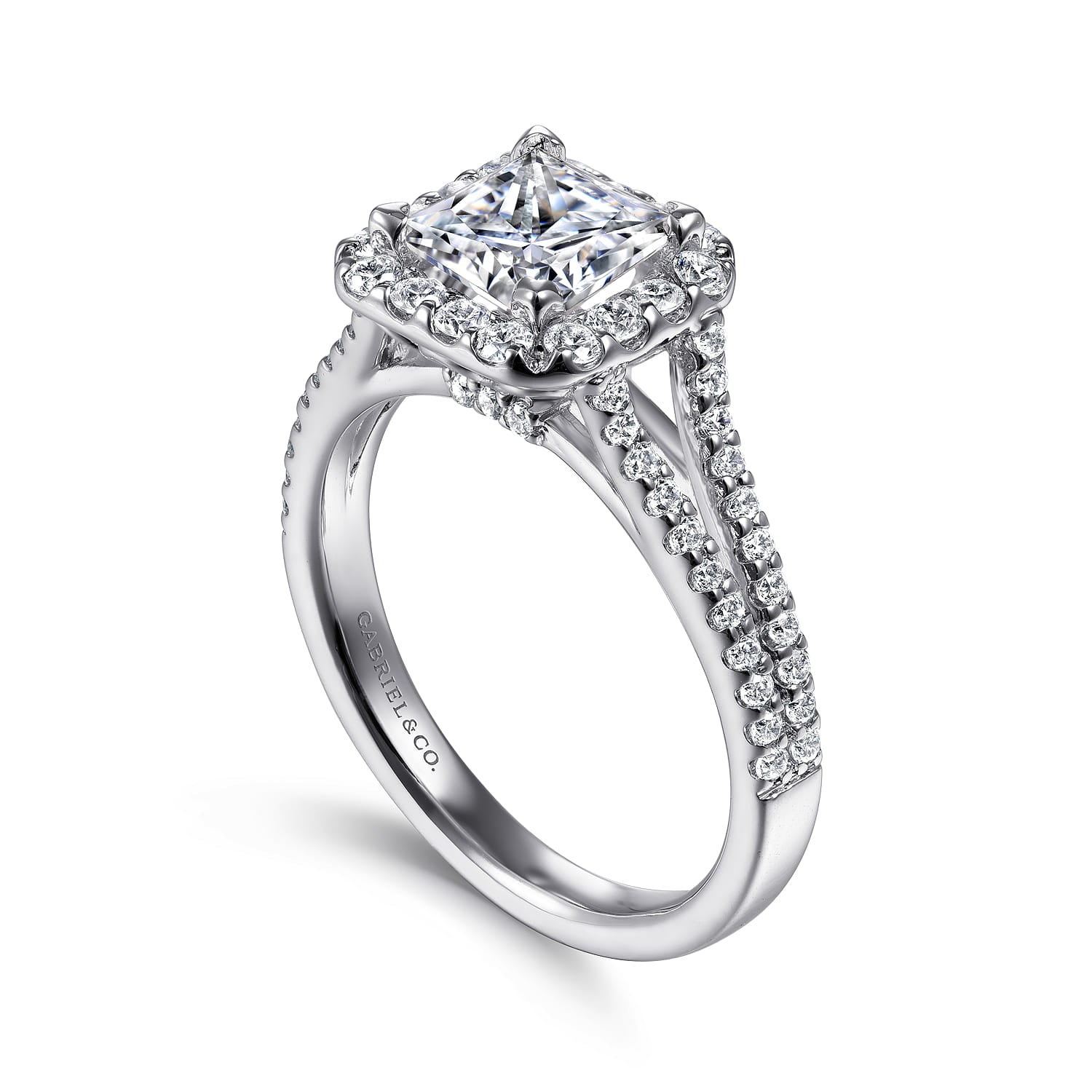 Gabriel & Co. Halo Split Shank Engagement Ring