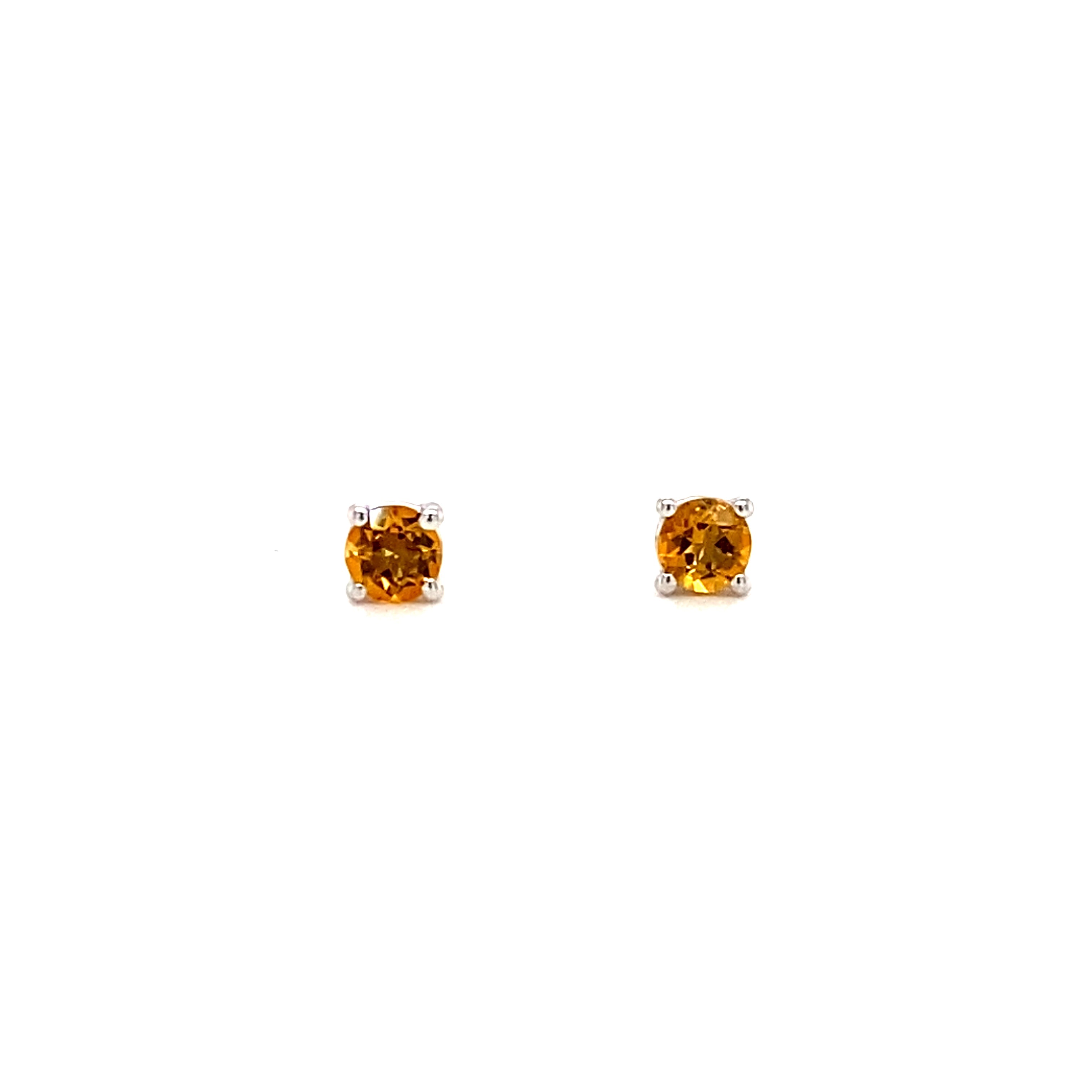 Round Citrine Stud Earrings