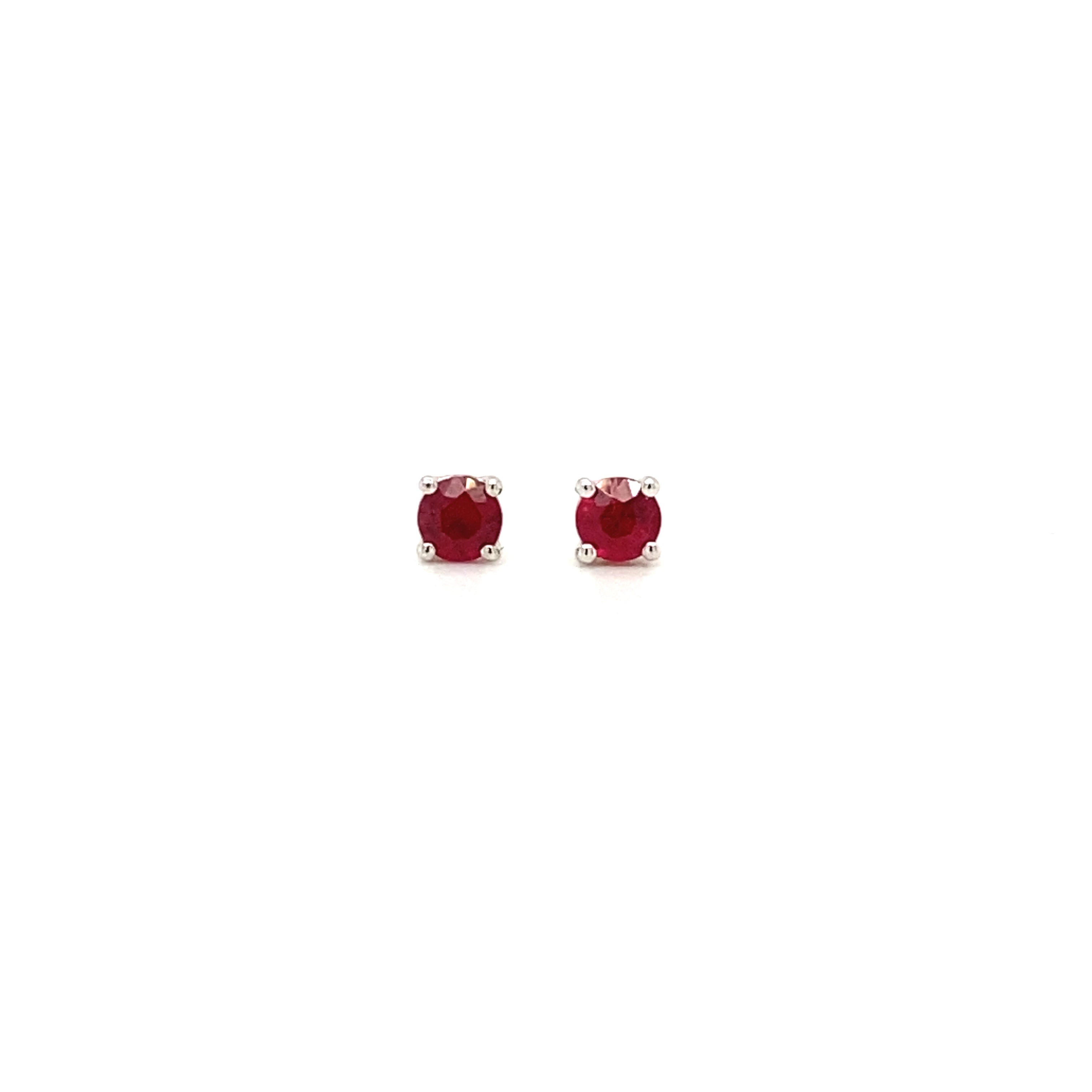 Round Ruby Stud Earrings