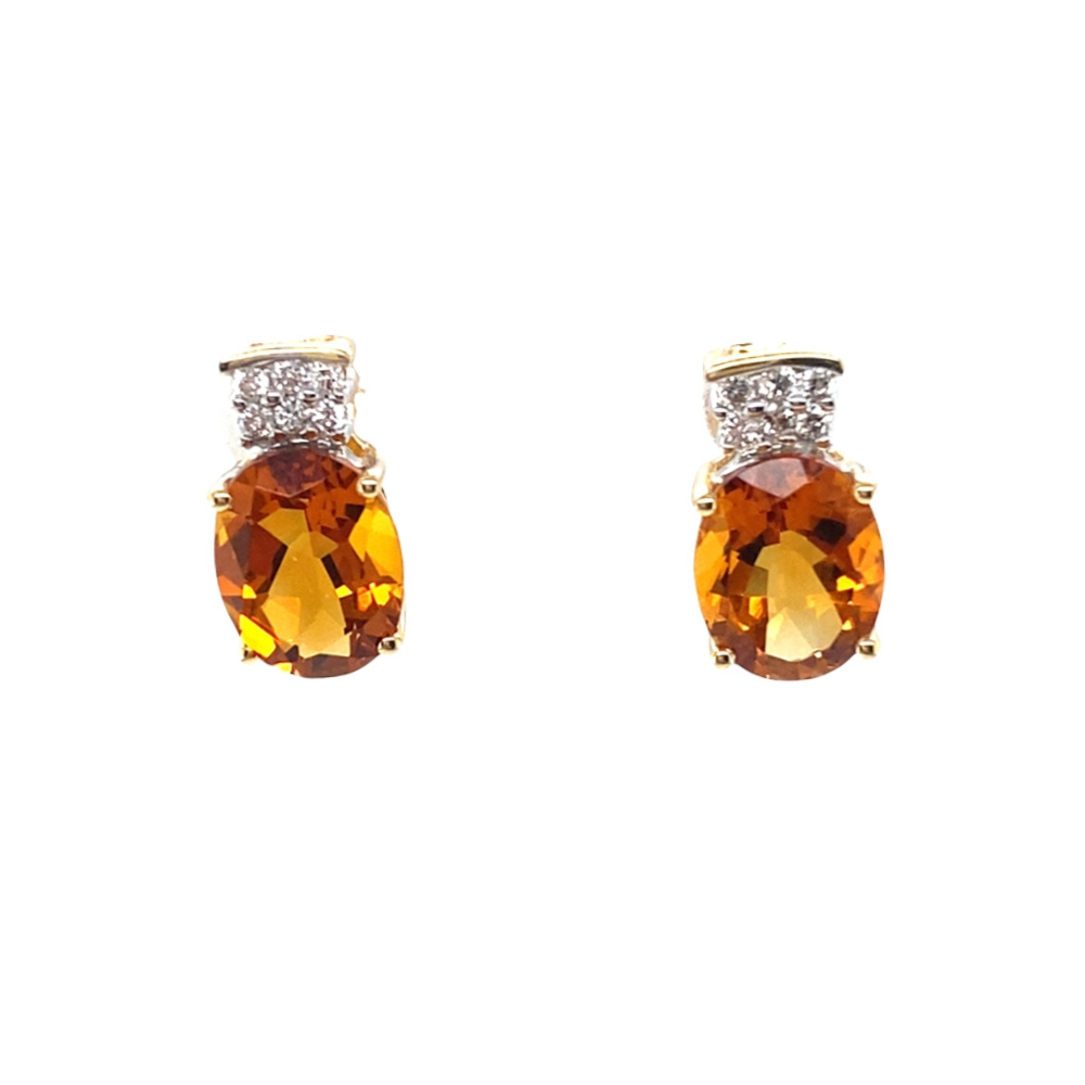 Citrine and Diamond Stud Earrings 14KY
Dia - 0.20ctw HI SI2
Cit - 9x
